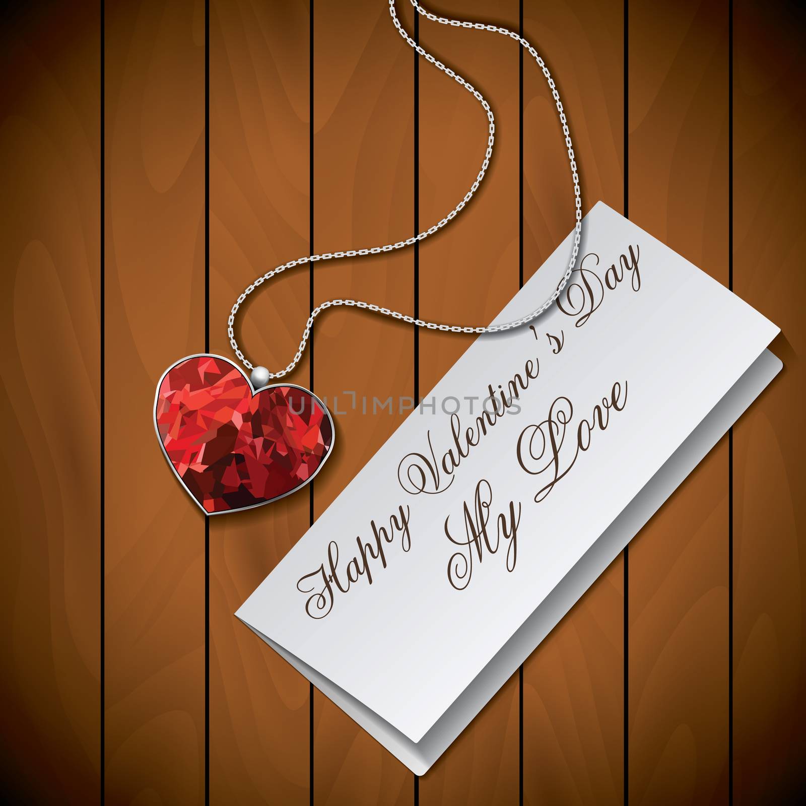 Letter with pendant on wood background by Lemon_workshop