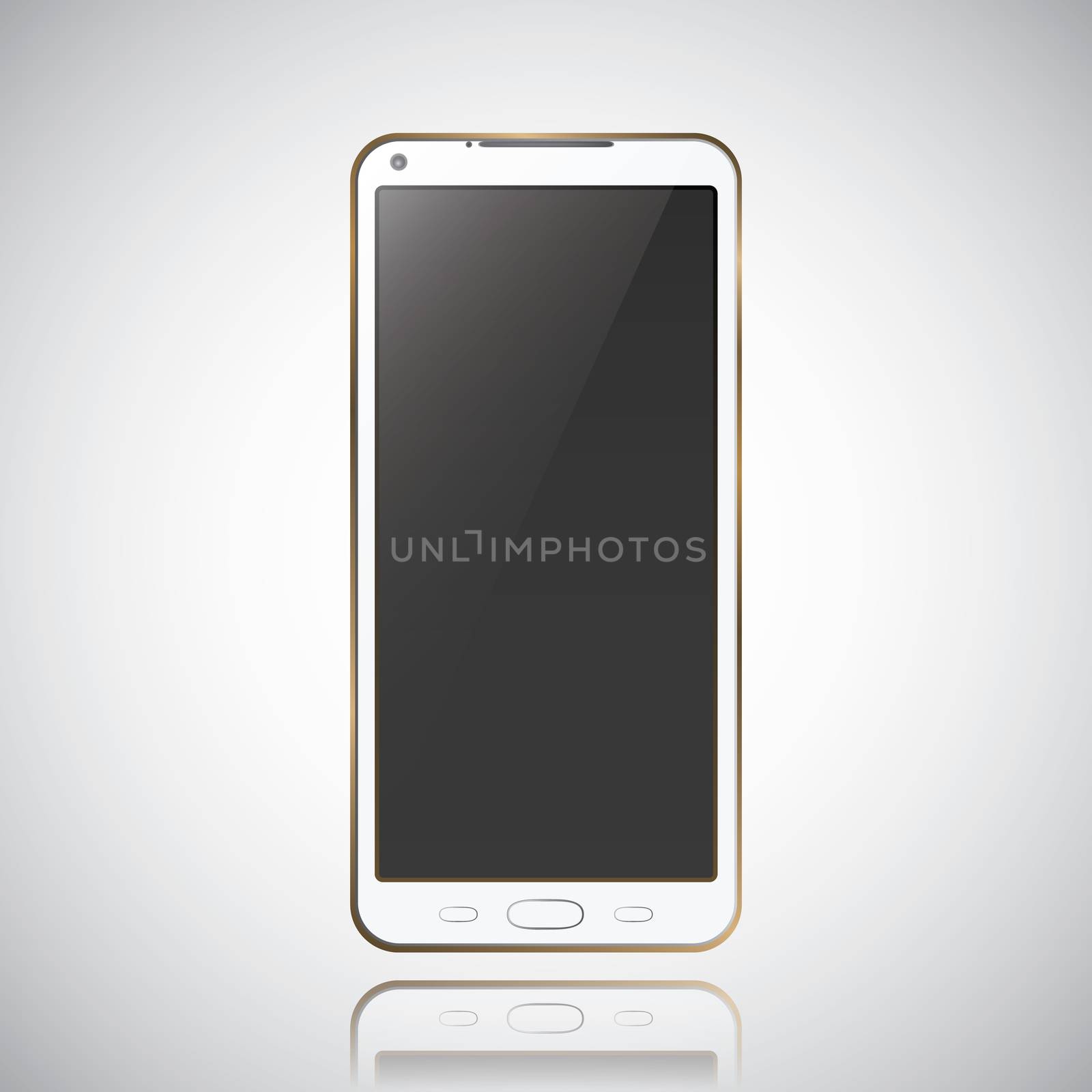 New realistic mobile phone smartphone modern style grey background with raflection.