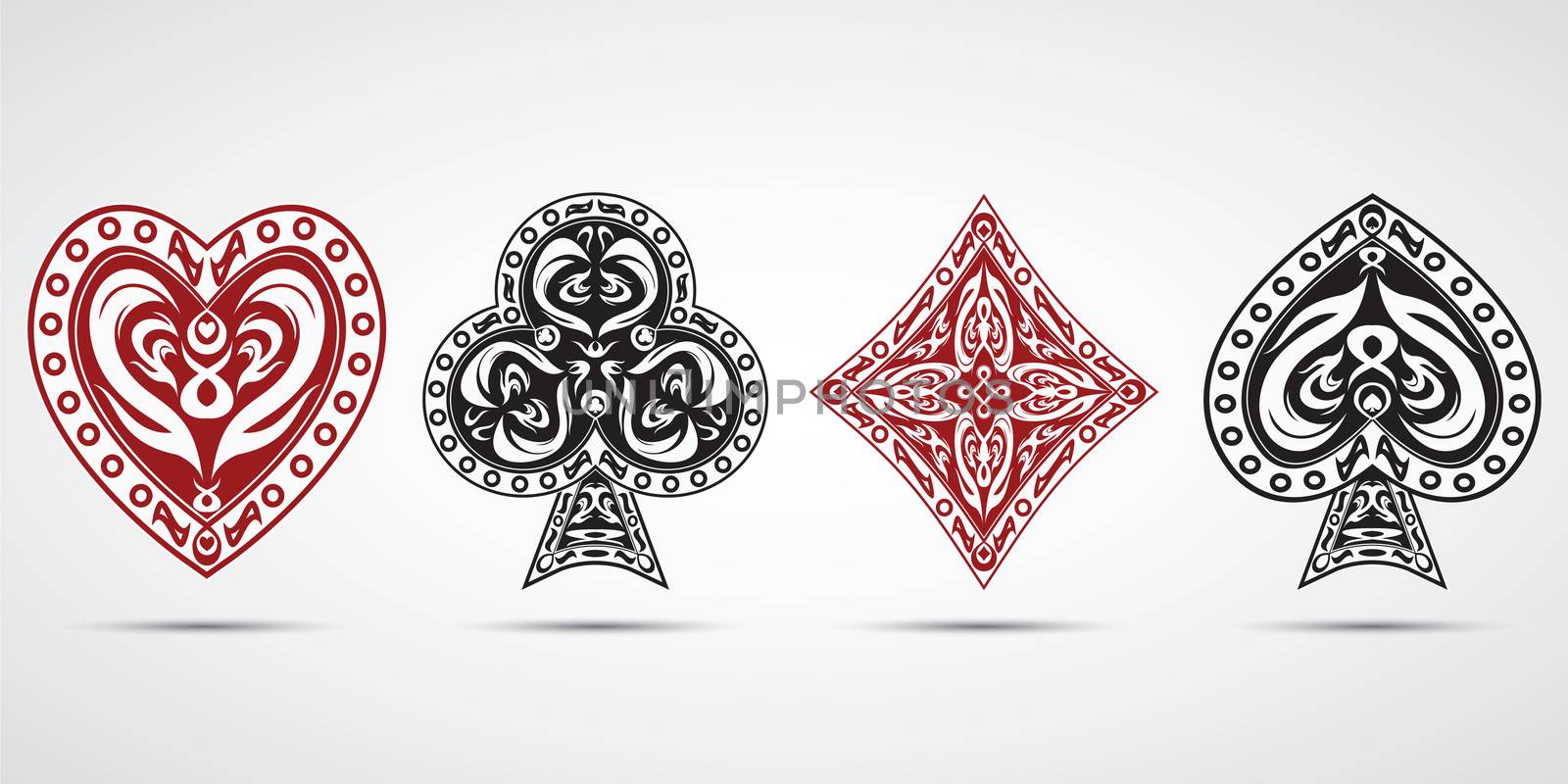 spades, hearts, diamonds, clubs poker cards symbols grey background by Lemon_workshop