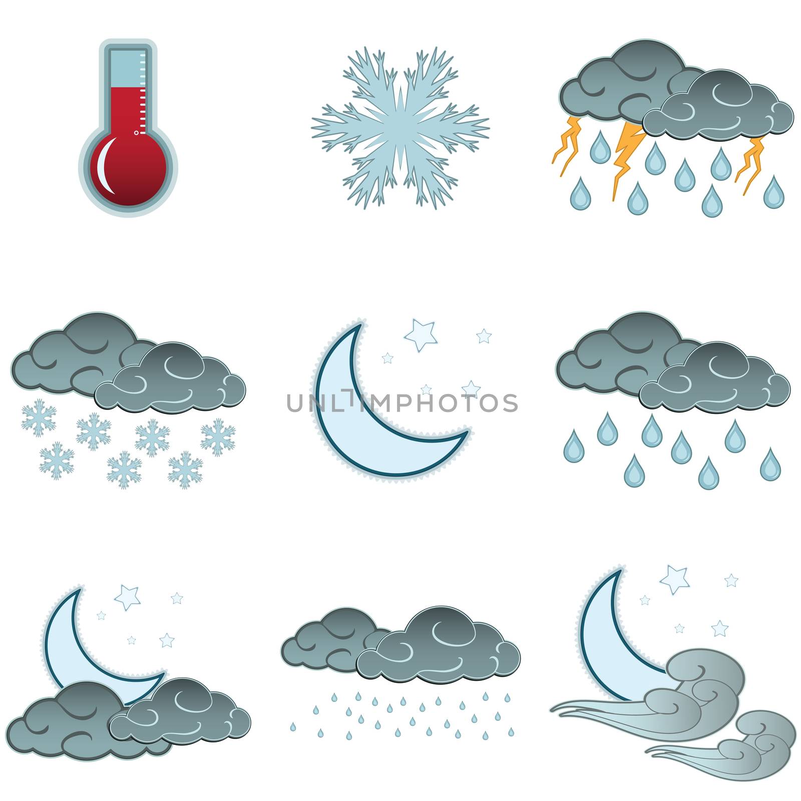 Night day weather colour icons set isolated on white background.