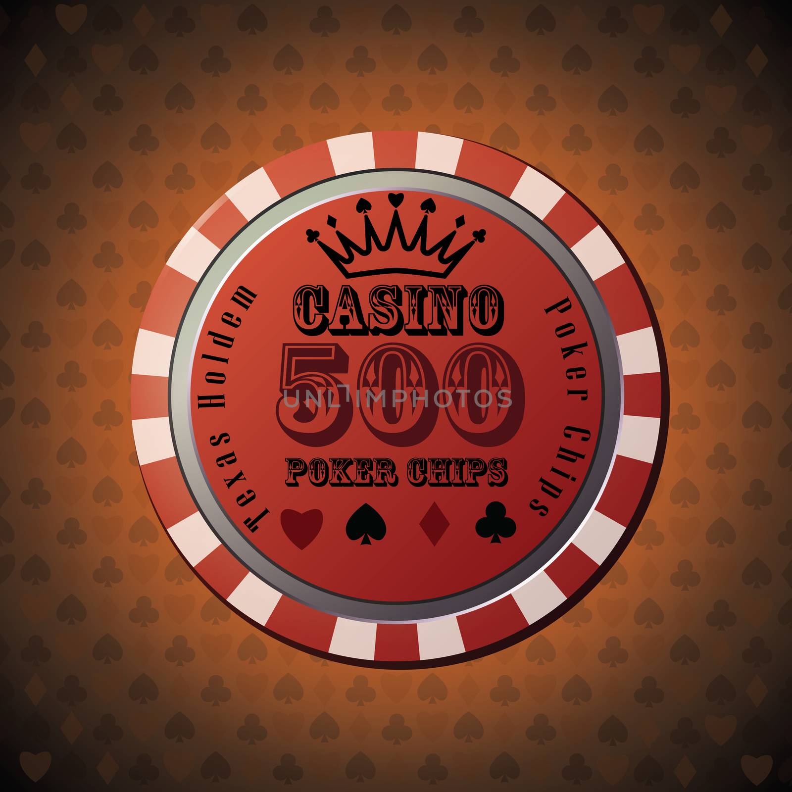 Poker chip 500 on orange background