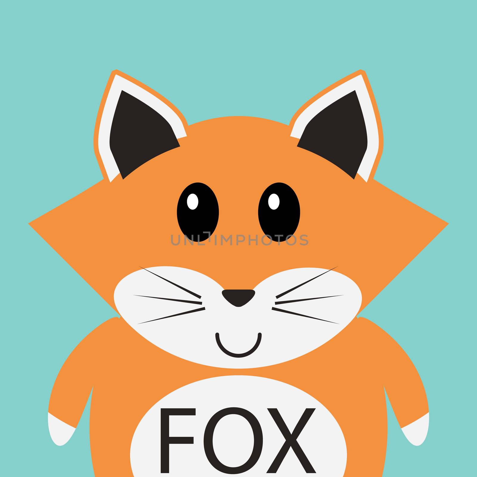Cute fox cartoon flat icon avatar .