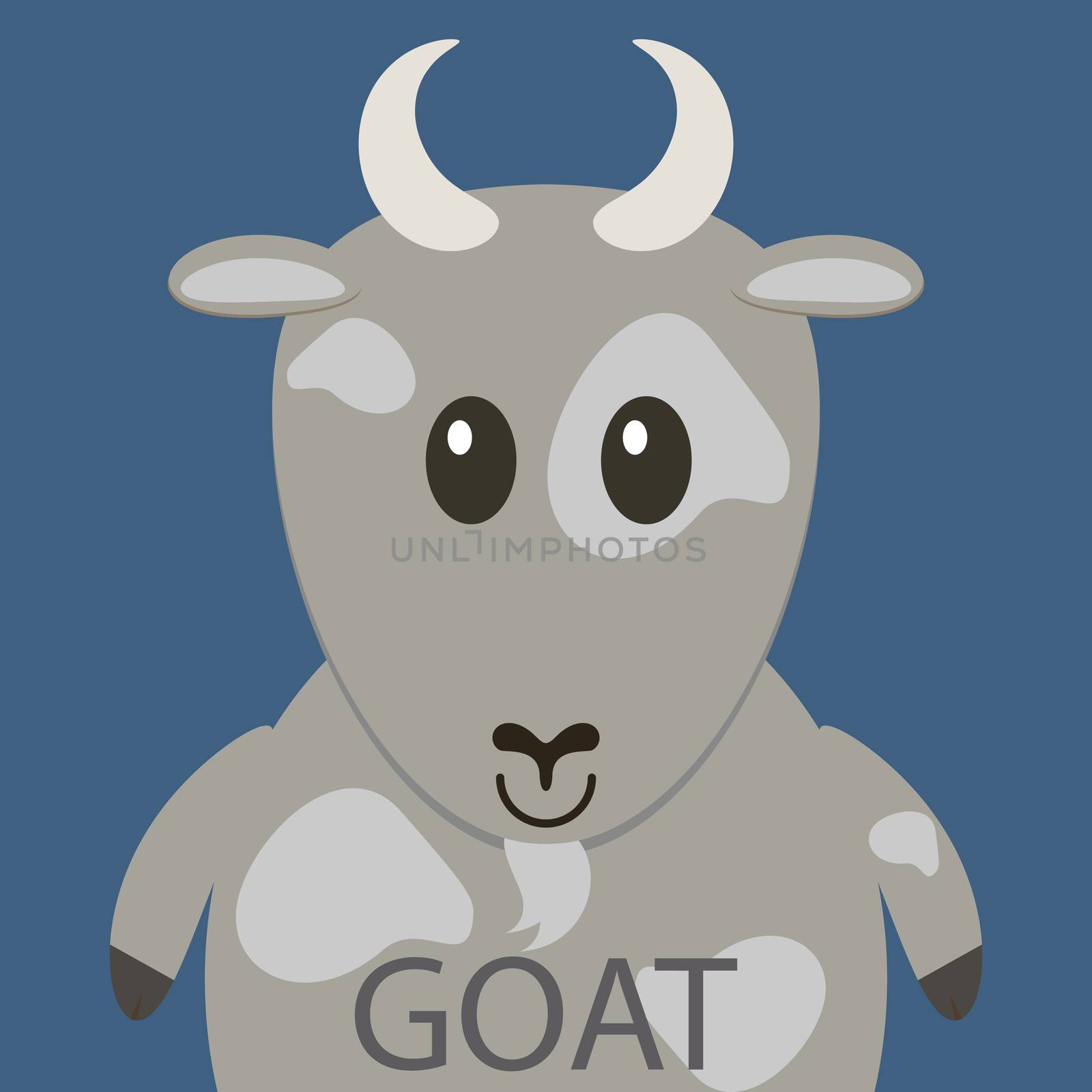 Cute grey goat cartoon flat icon avatar.