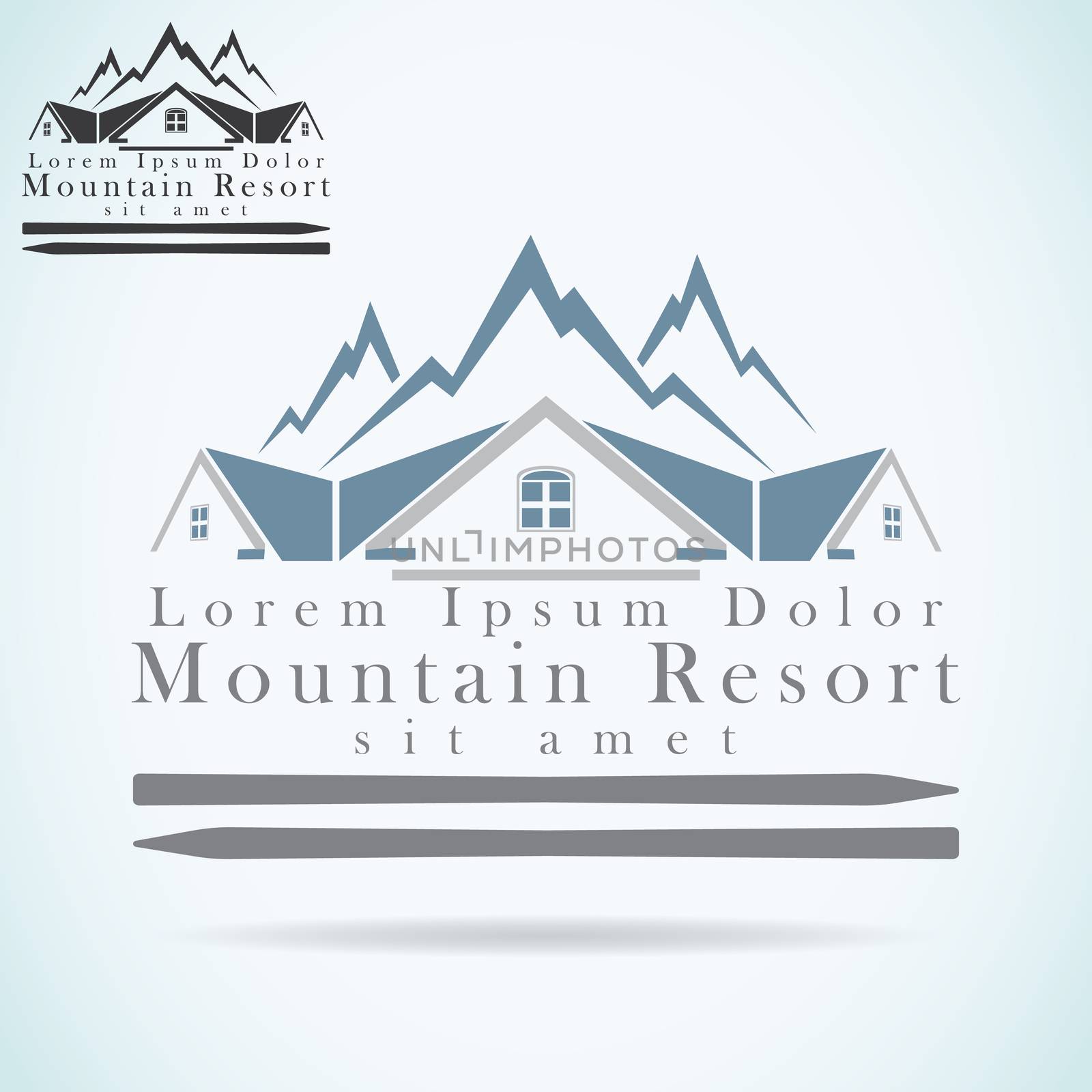 Mountain resort vector logo design template. rooftop icon. Realty construction architecture symbol.