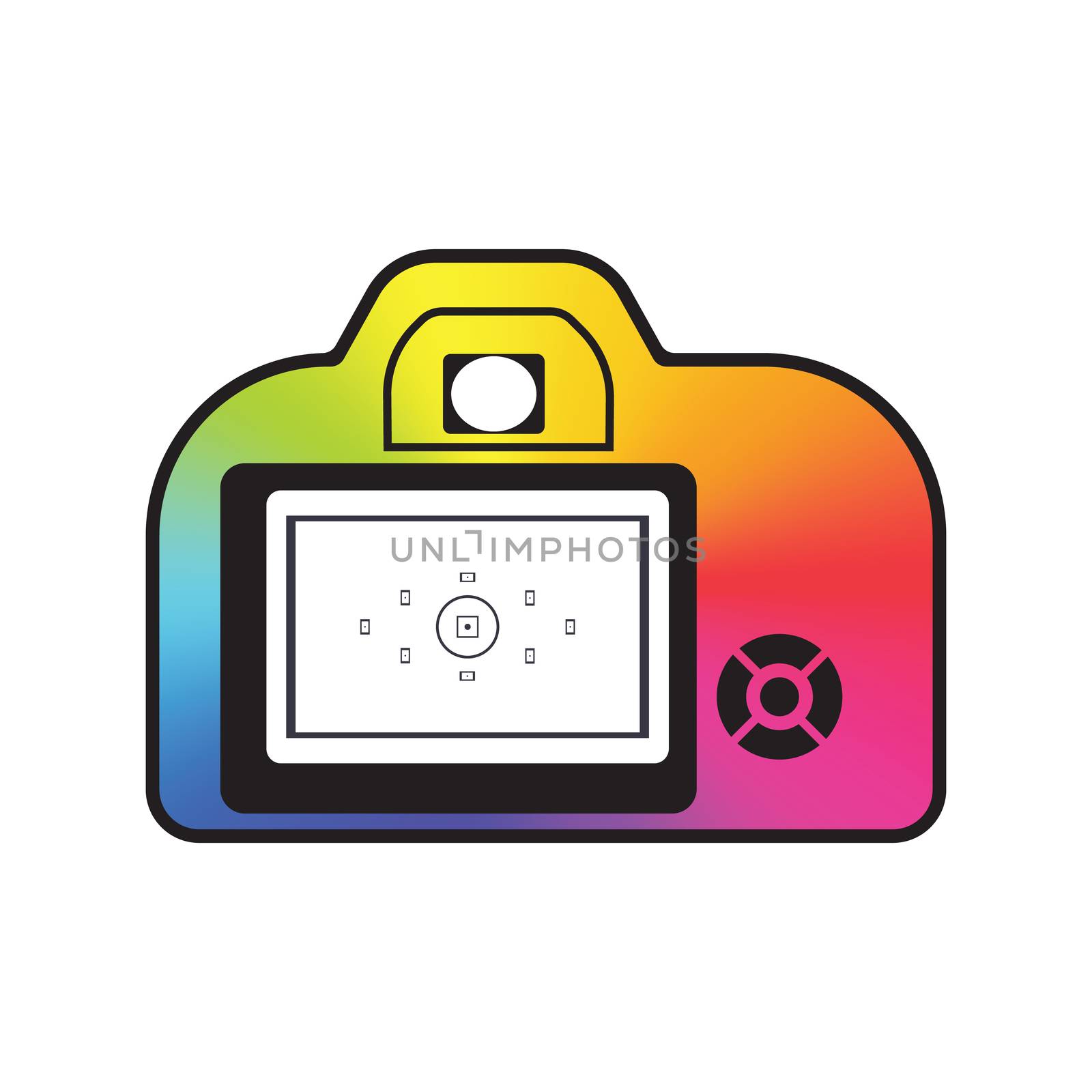 Professional photocamera icon filled with color conical gradient isolated. photo logotype mock up. Photographi logo design template. 