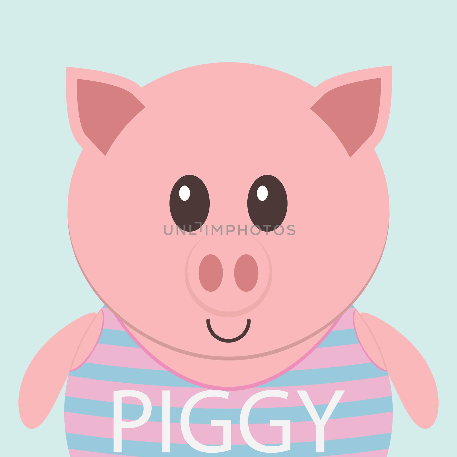 Cute pink piggy cartoon flat icon avatar .