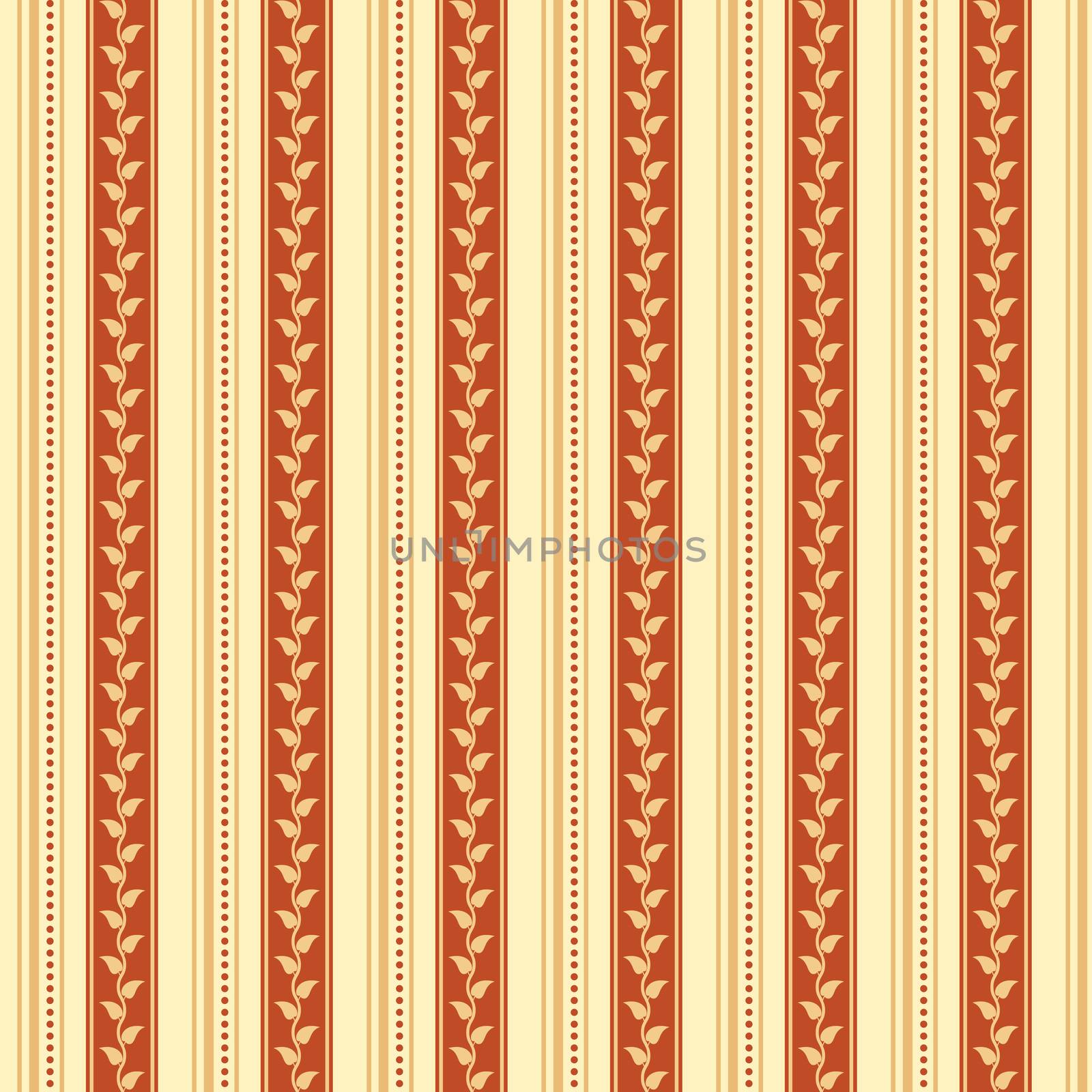 Retro background made with vertical stripes dots and leaves, Vintage hipster seamless pattern.
