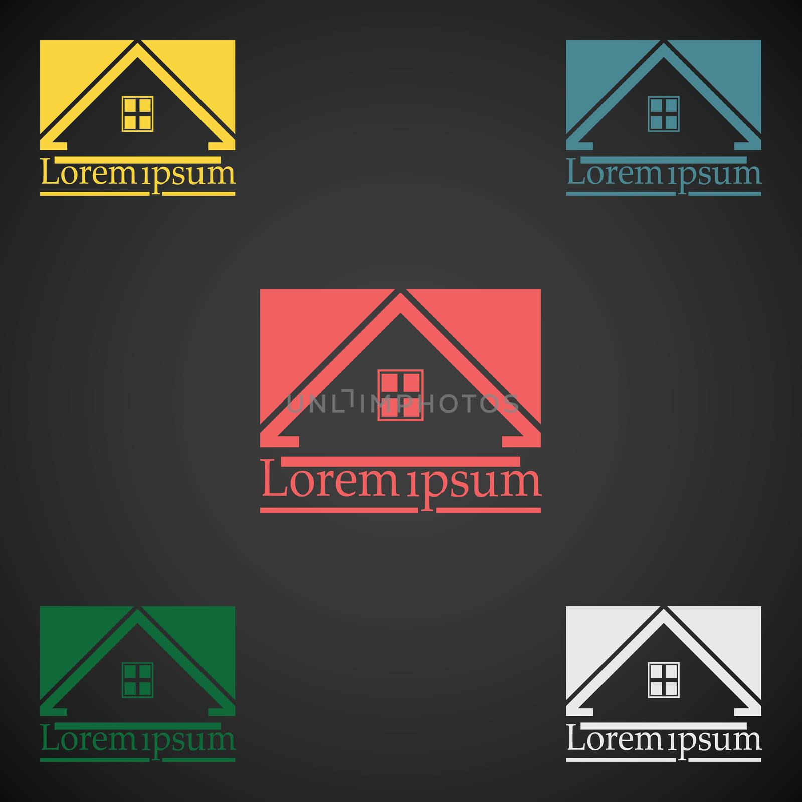Real Estate vector logo design template color set. rooftop abstract concept icon. Realty construction architecture symbol.