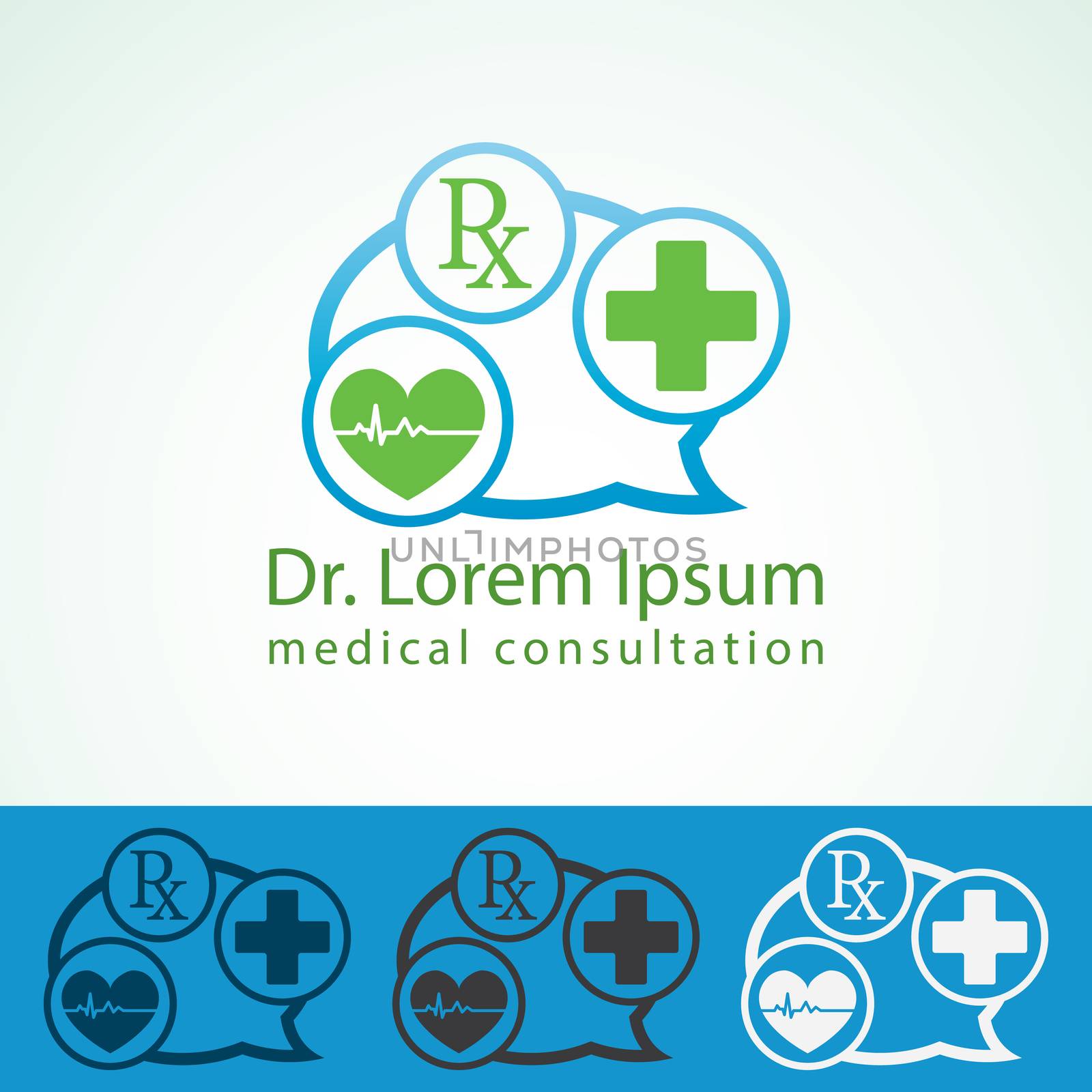 Medical pharmacy logo design template. Medic cross icon heart with cardiogram. Doctor consultant identity mock up.