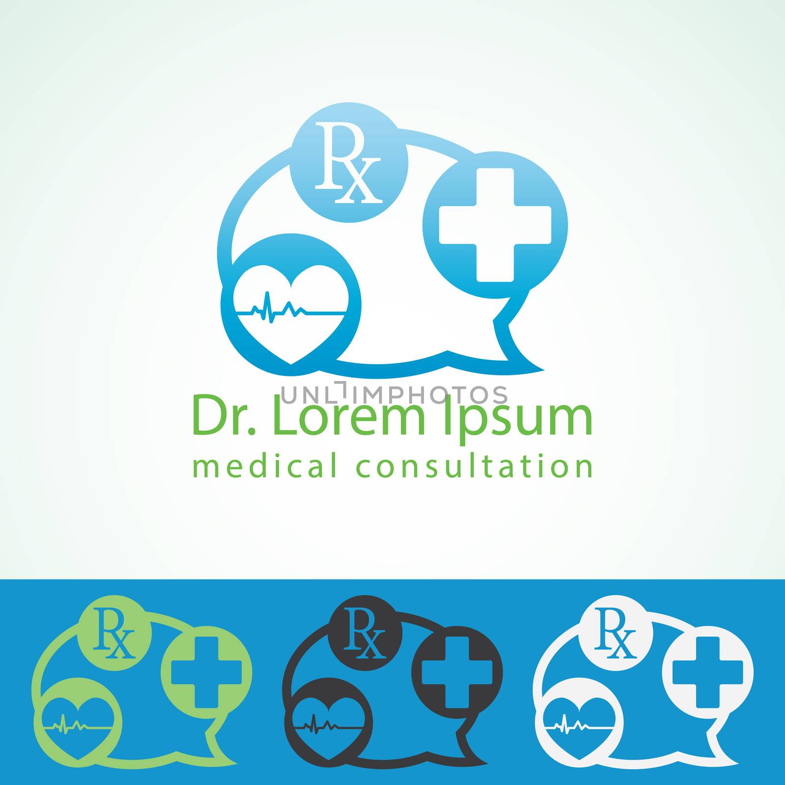 Medical pharmacy logo design template. Medic cross icon heart with cardiogram. Doctor consultant identity mock up.