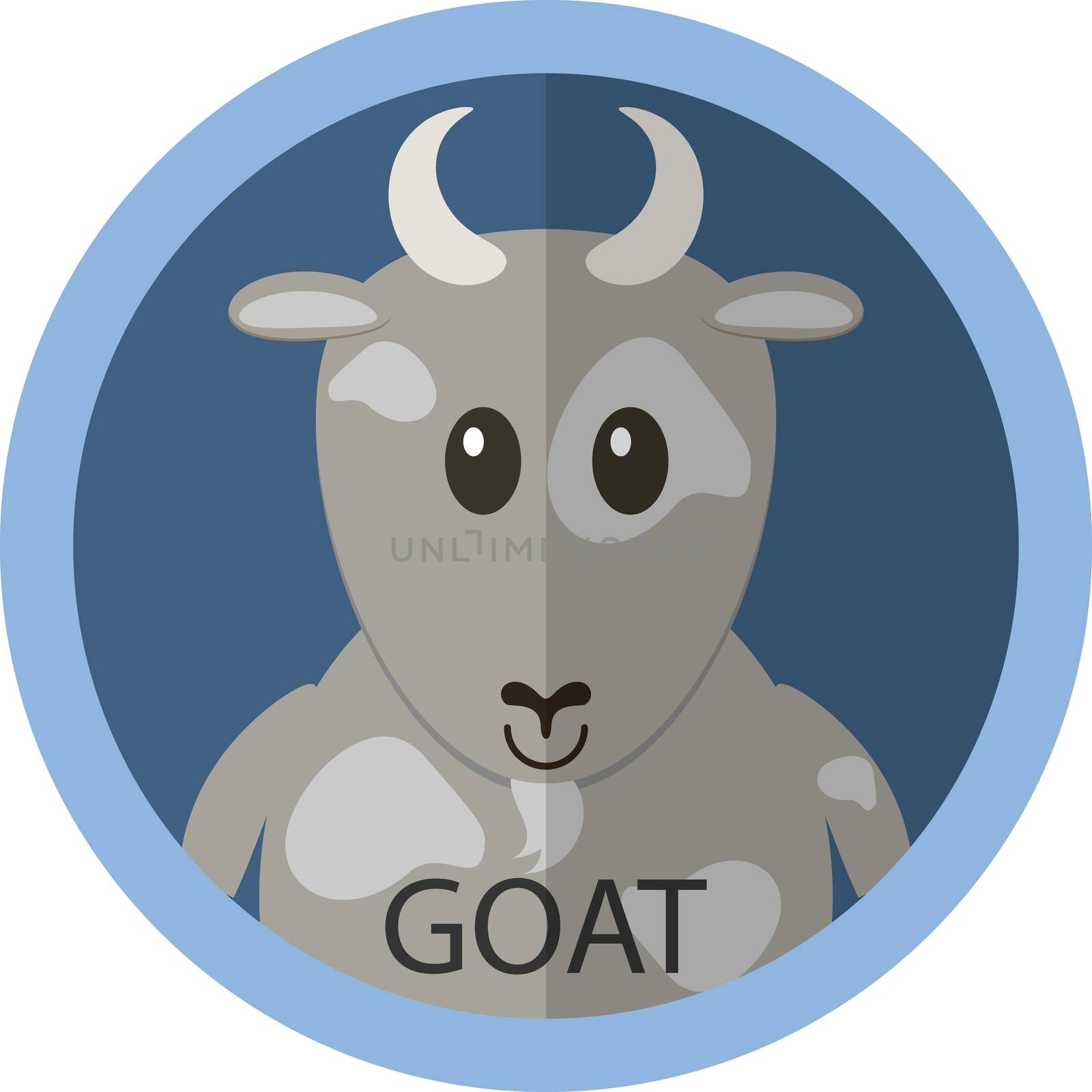 Cute grey goat cartoon flat icon avatar by Lemon_workshop