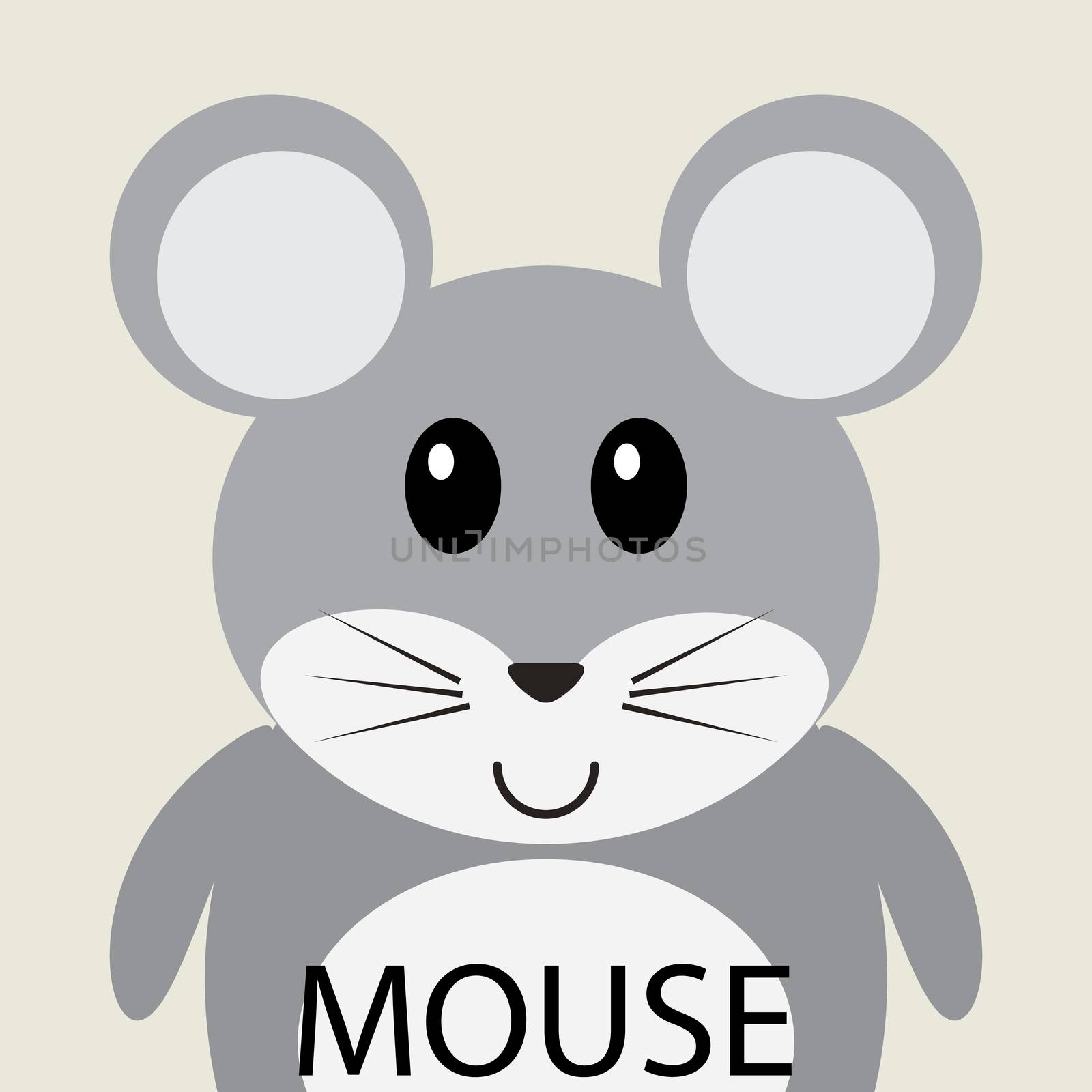 Cute grey mouse cartoon flat icon avatar by Lemon_workshop