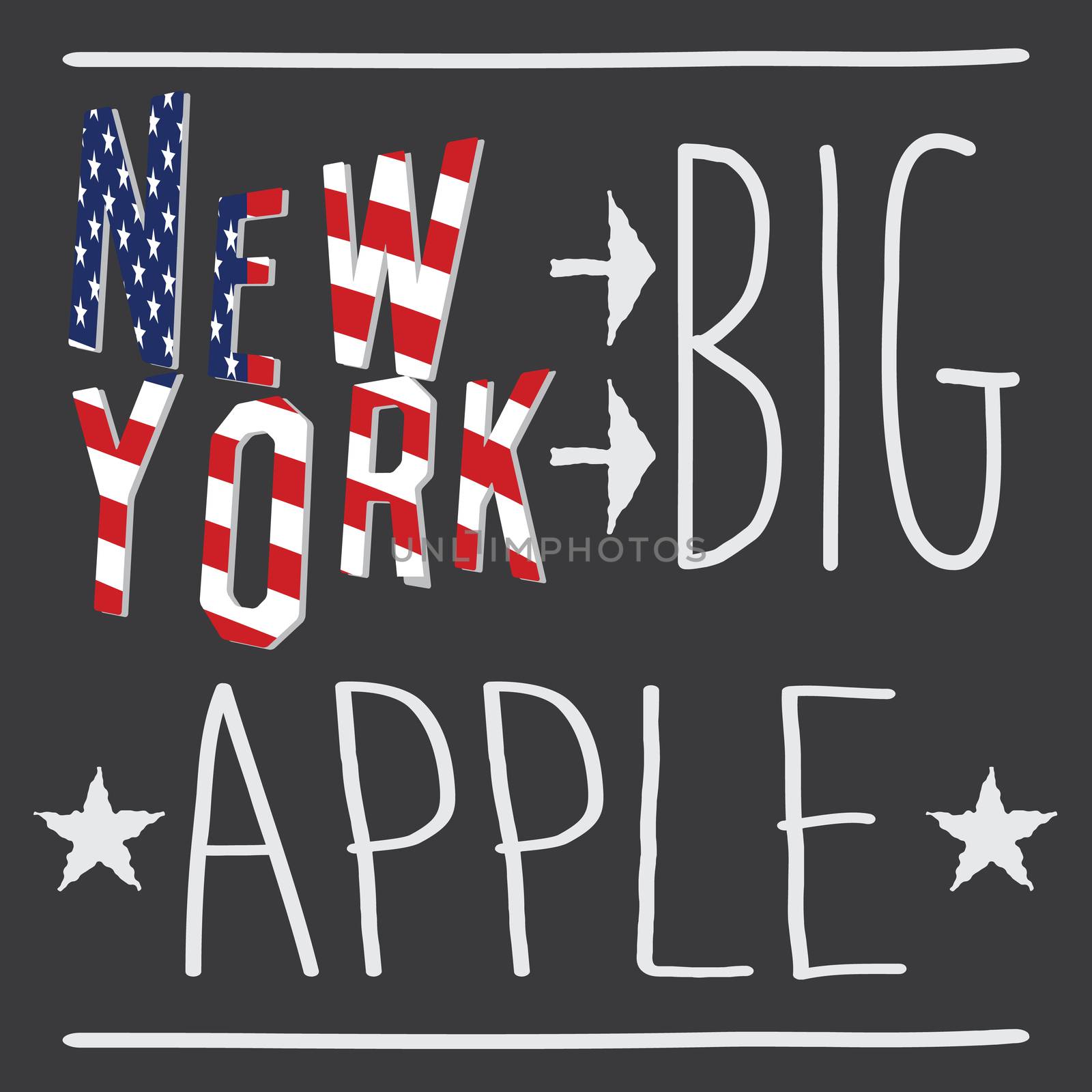 New York Big apple typography poster, t-shirt Printing design, vector Badge Applique Label by Lemon_workshop