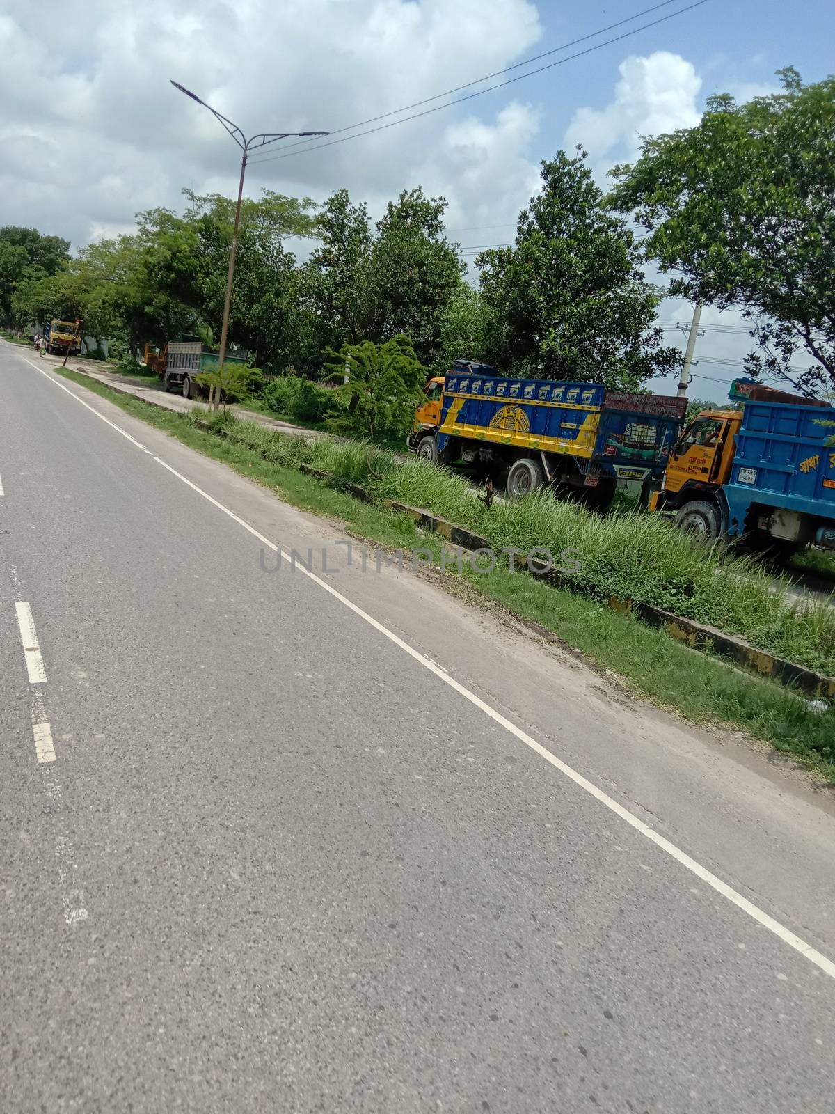 Highway closeup with nature and green