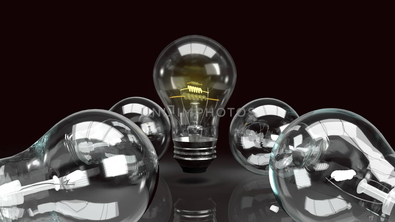 The light bulb in the dark for idea or business content 3d rendering.