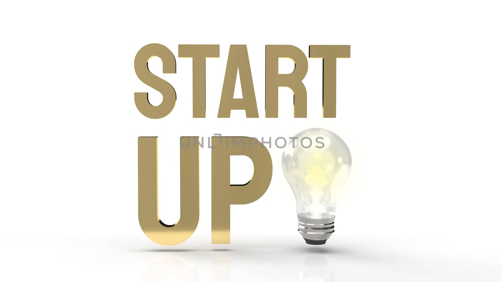 The light bulb and start up text for idea content 3d rendering.