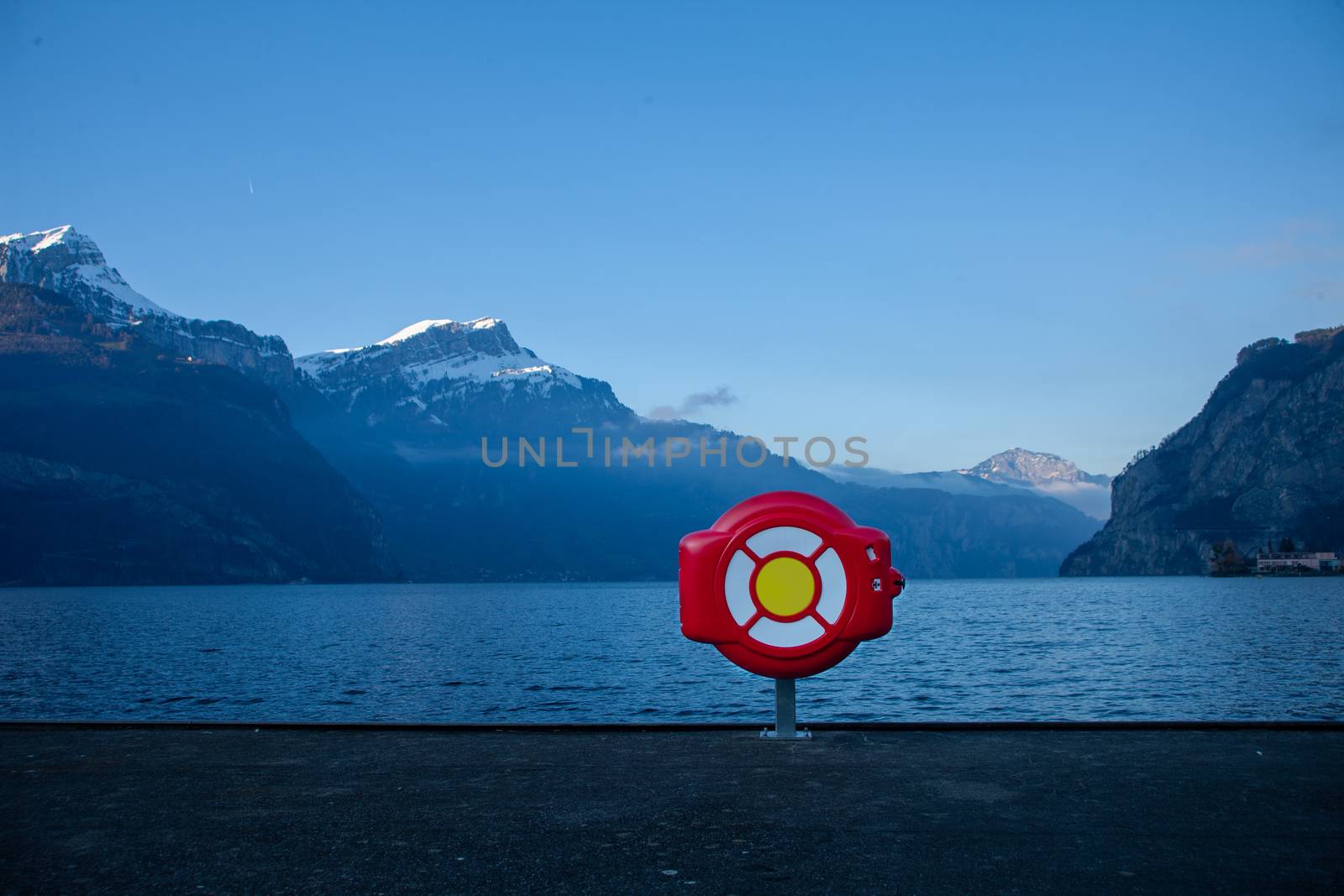 Safety ring at mountain lake. Switzerland by PeterHofstetter