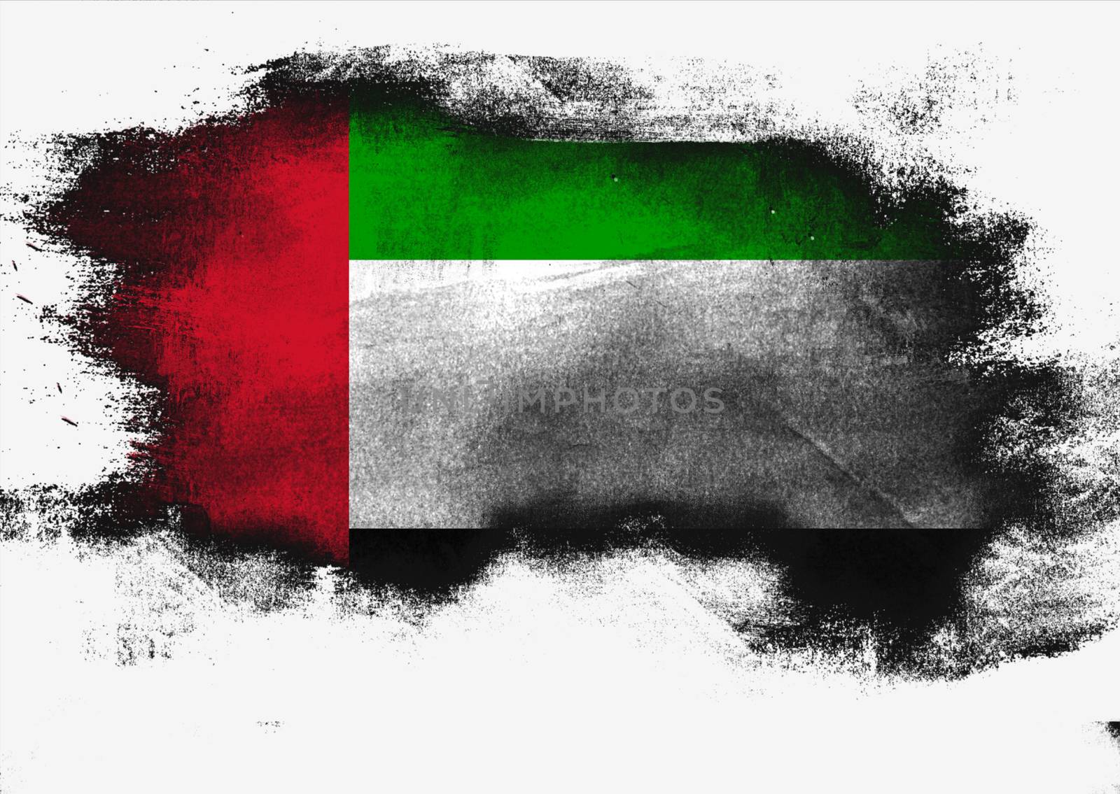 United Arab Emirates flag painted with brush on white background, 3D rendering