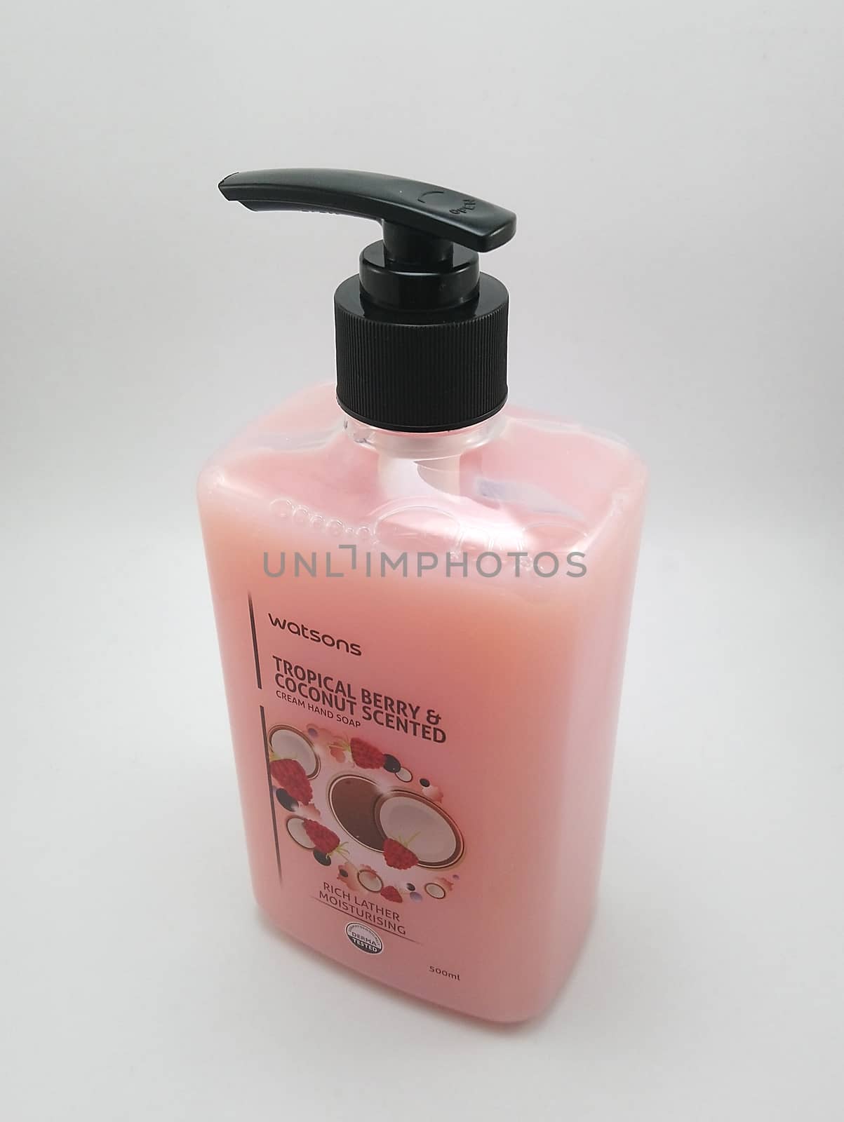 MANILA, PH - SEPT 25 - Watsons tropical berry and coconut scented cream liquid hand soap on September 25, 2020 in Manila, Philippines.