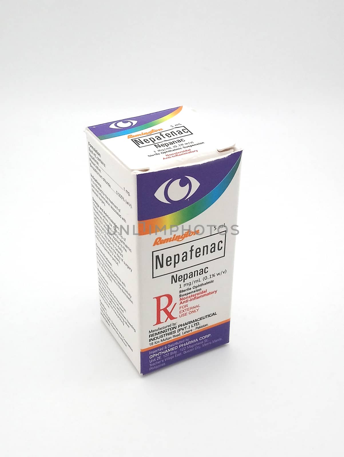 MANILA, PH - SEPT 25 - Nepafenac nepanac sterile opthalmic suspension drops box on September 25, 2020 in Manila, Philippines.