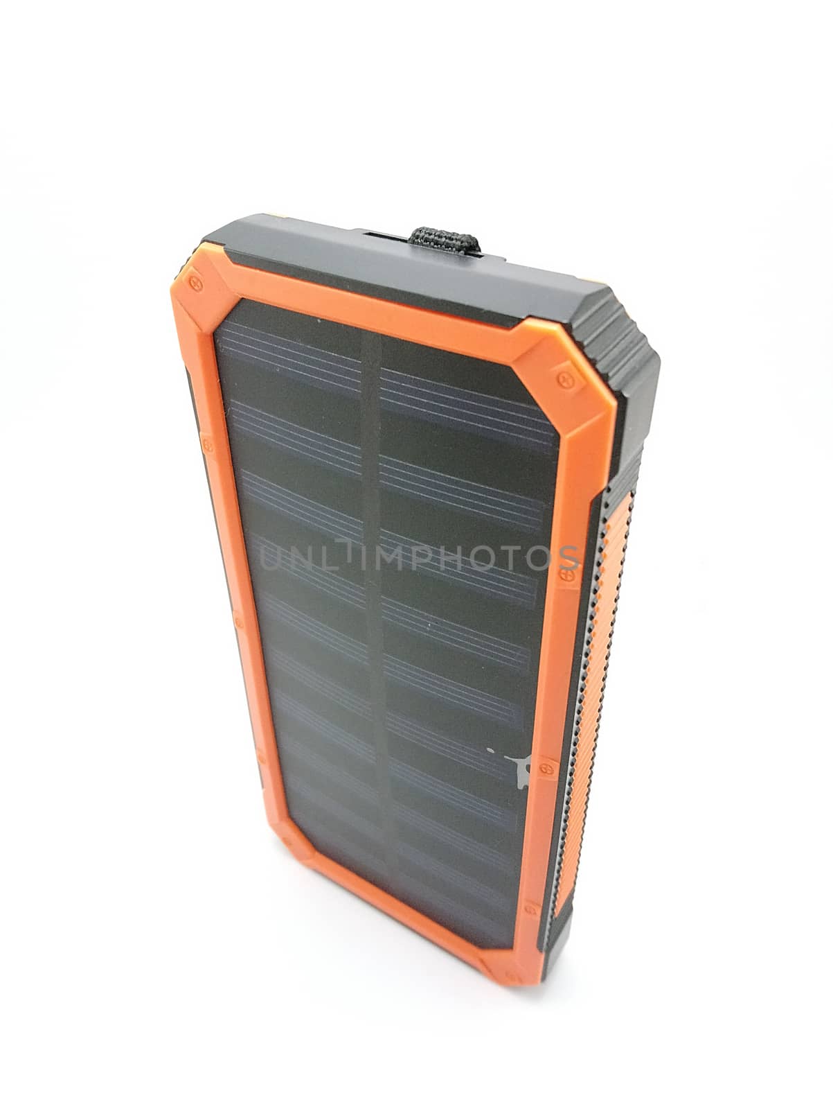 Solar power powerbank charger use to charge low to empty battery of smartphone