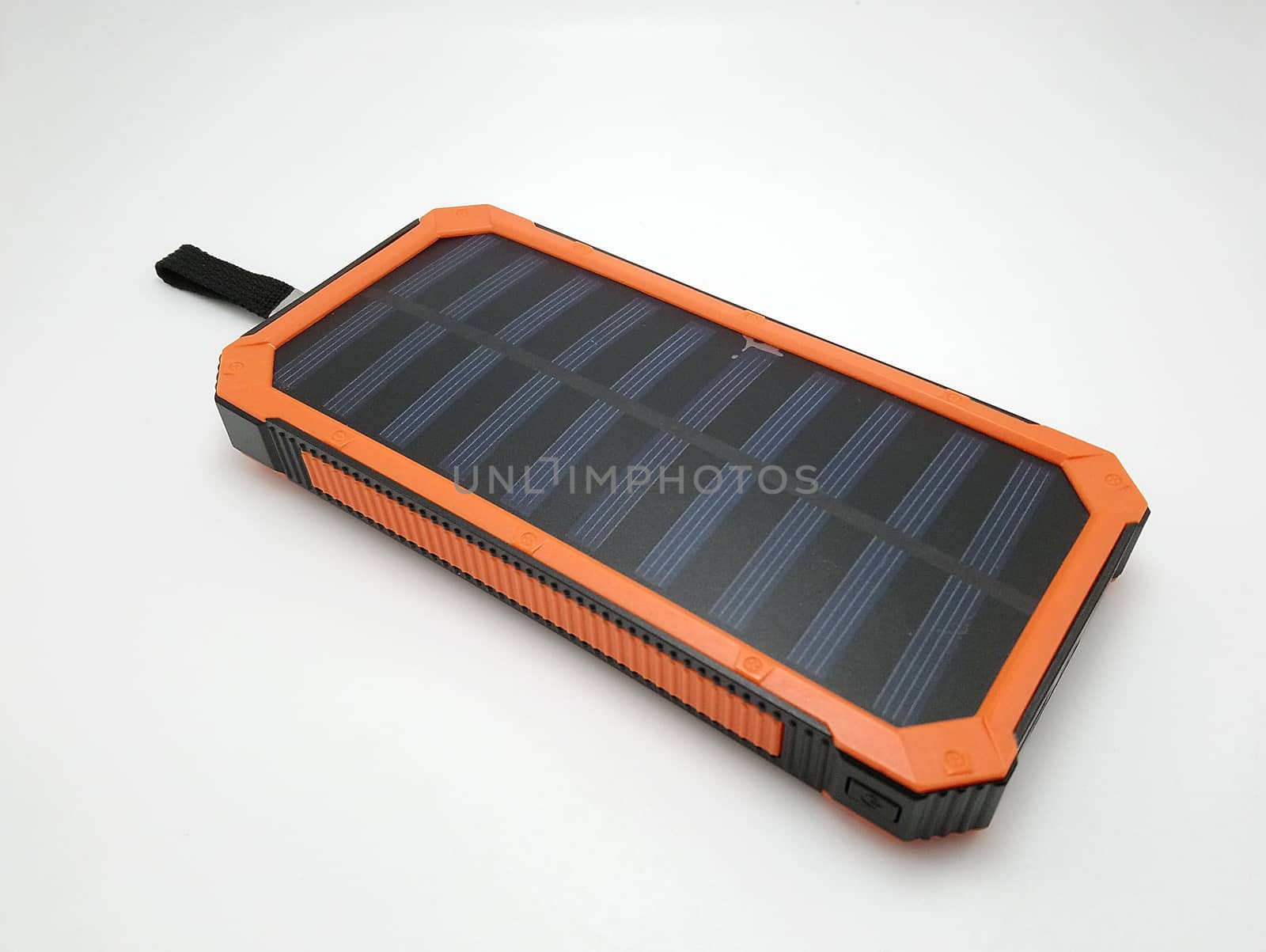 Solar power powerbank charger use to charge low to empty battery of smartphone