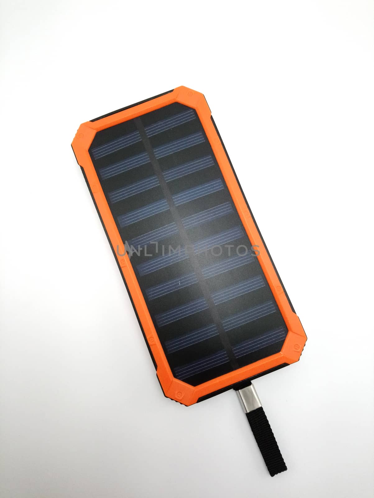 Solar power powerbank charger use to charge low to empty battery of smartphone