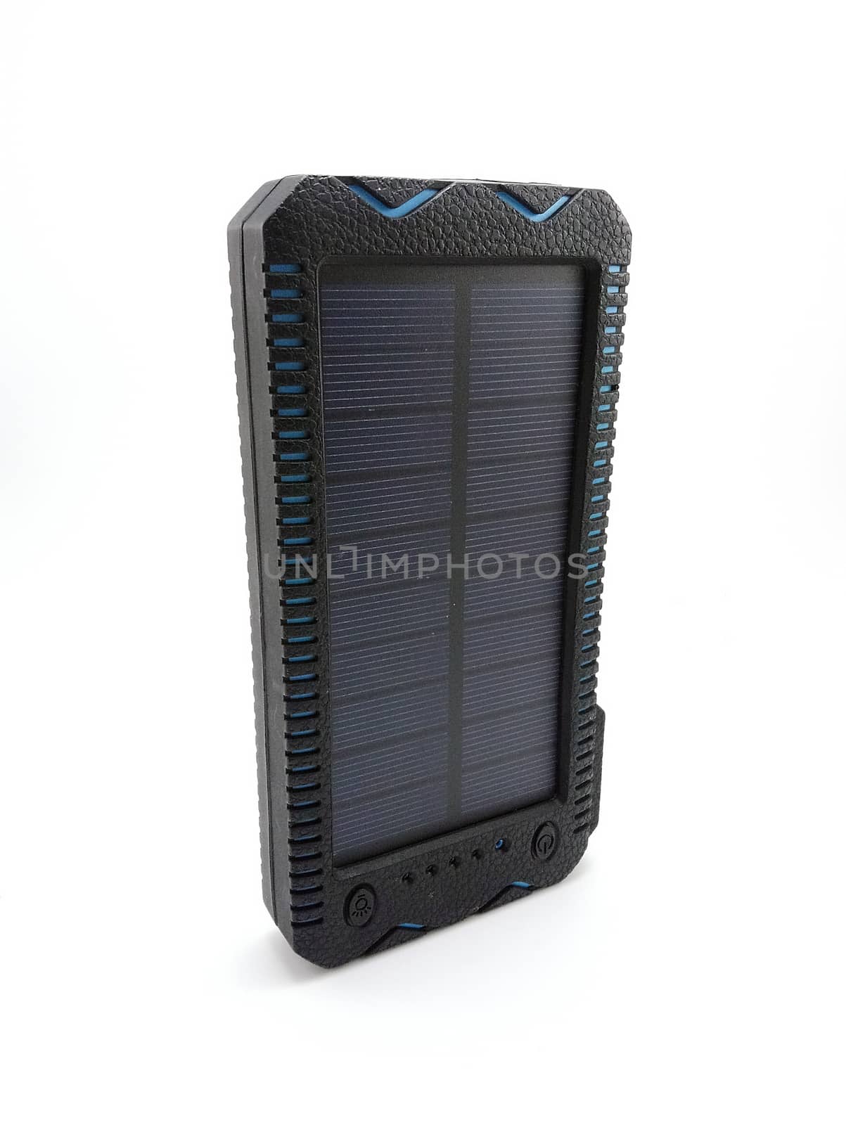 Solar power powerbank charger use to charge low to empty battery of smartphone