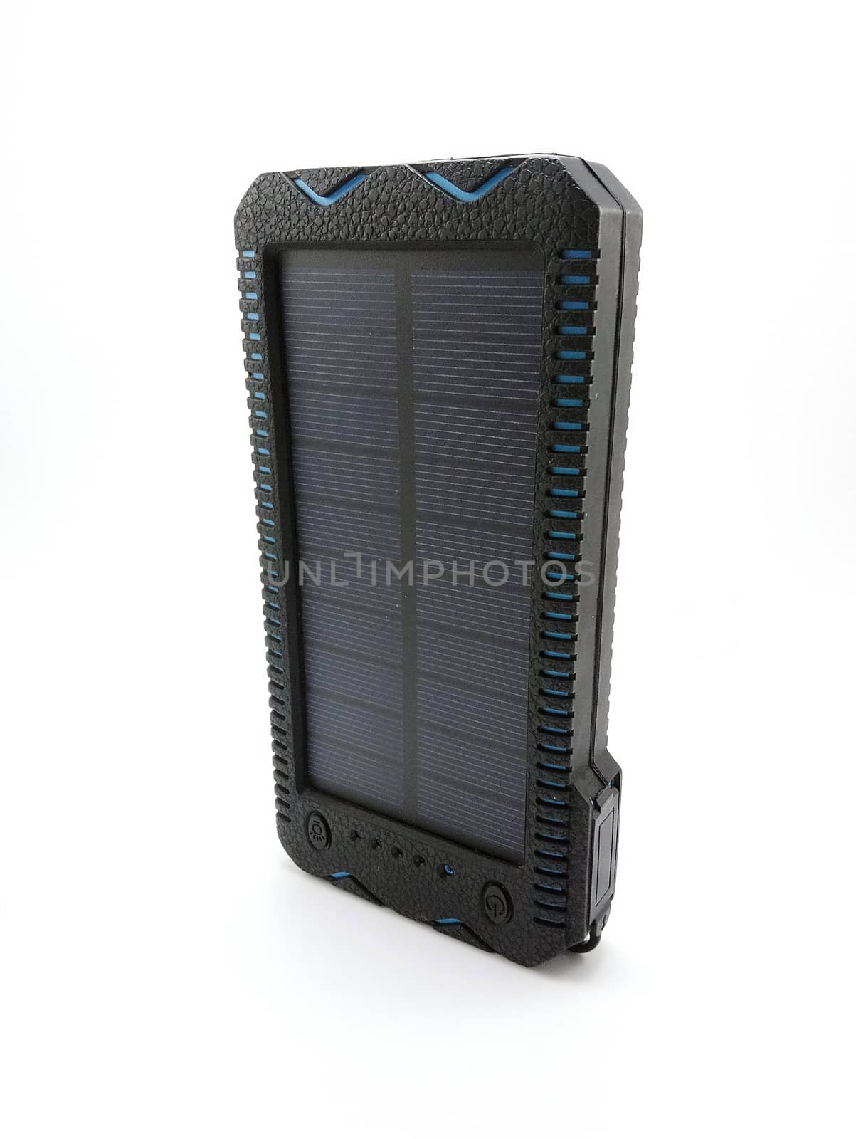 Solar power powerbank charger use to charge low to empty battery of smartphone