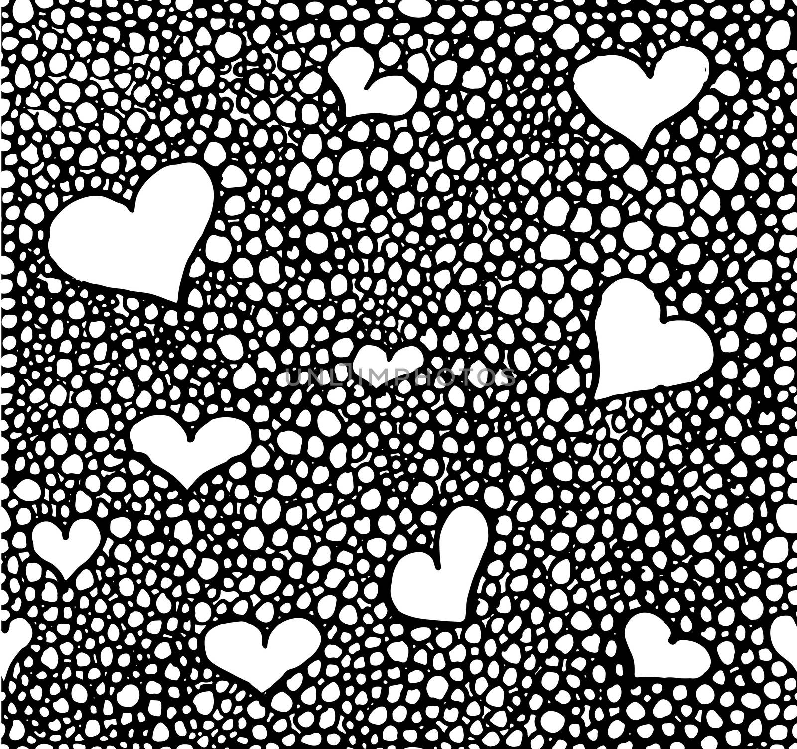 Hand drawn black brush circles and dots seamless pattern, vector illustration.