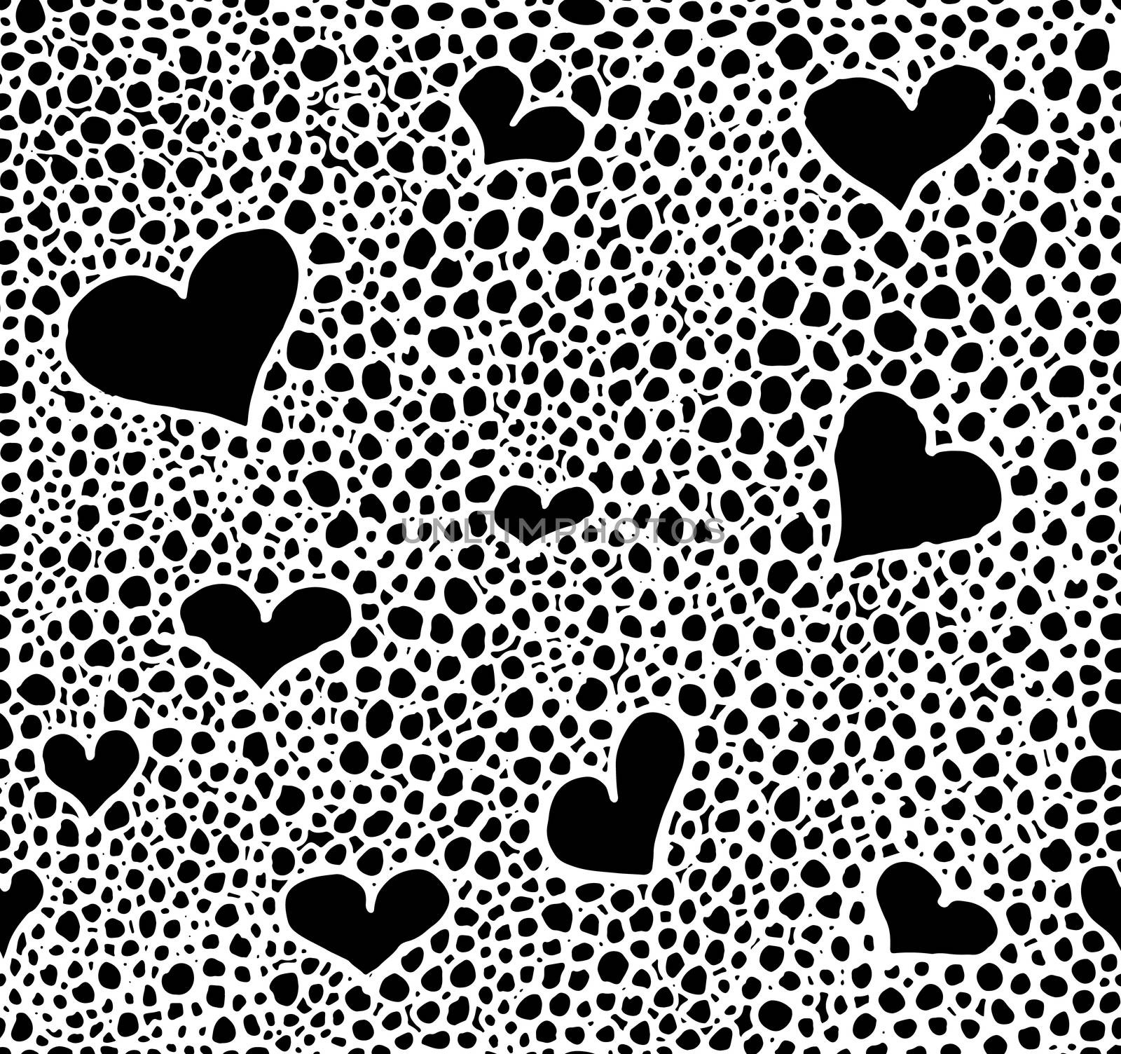Hand drawn black brush circles and dots seamless pattern, vector illustration.