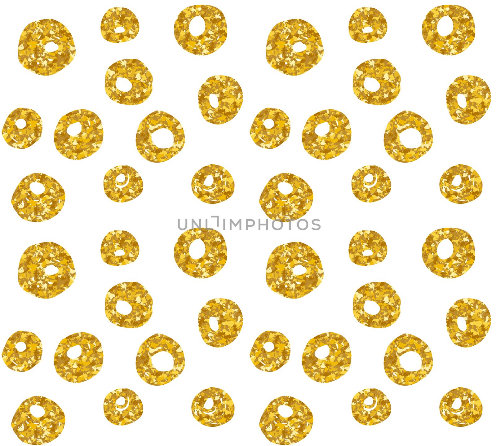 Hand drawn dotted seamless gold glitter pattern. brush circles and dots seamless pattern, vector illustration.