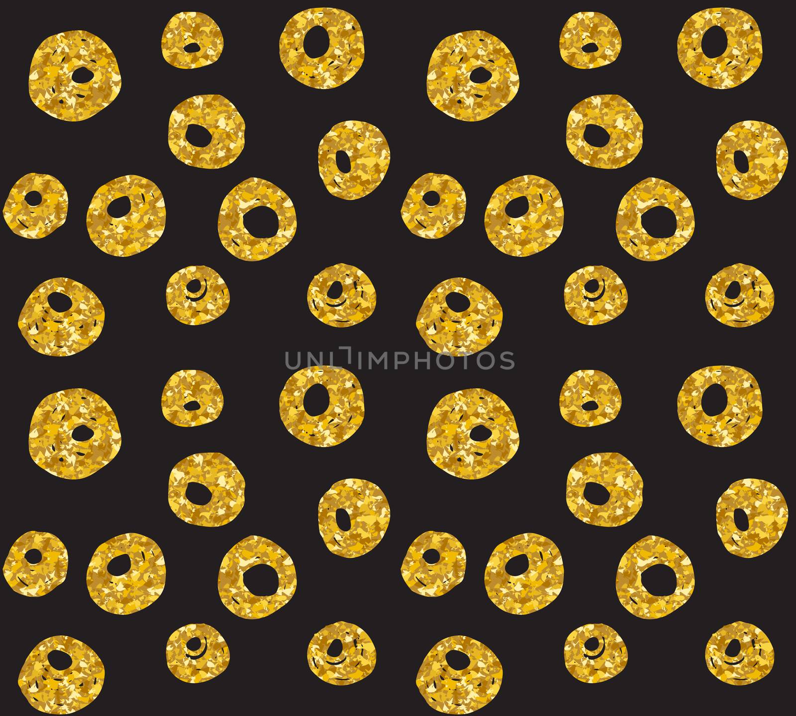 Hand drawn dotted seamless gold glitter pattern. brush circles and dots seamless pattern, vector illustration.