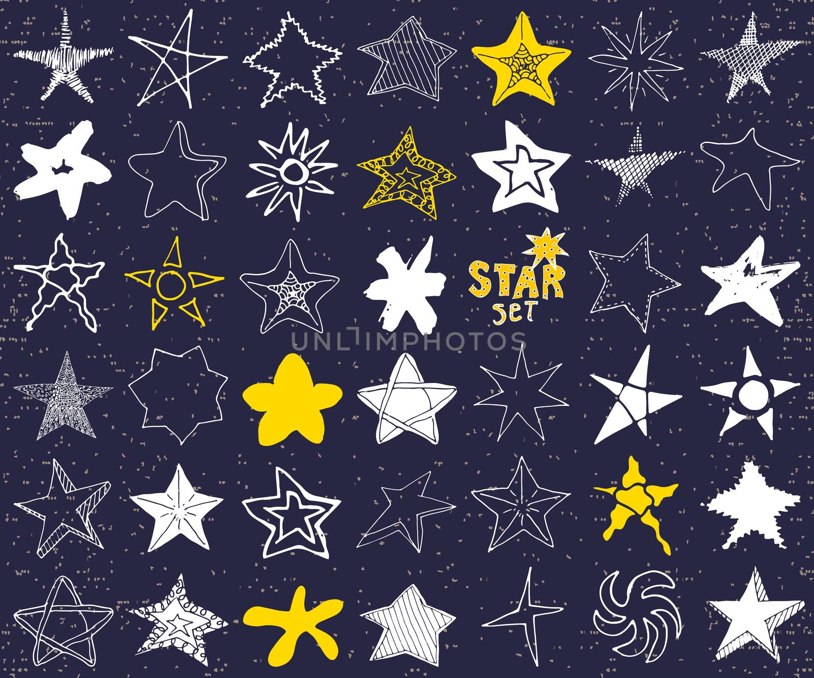 Star sketch Doodles set, hand drawn vector illustration, isolated.