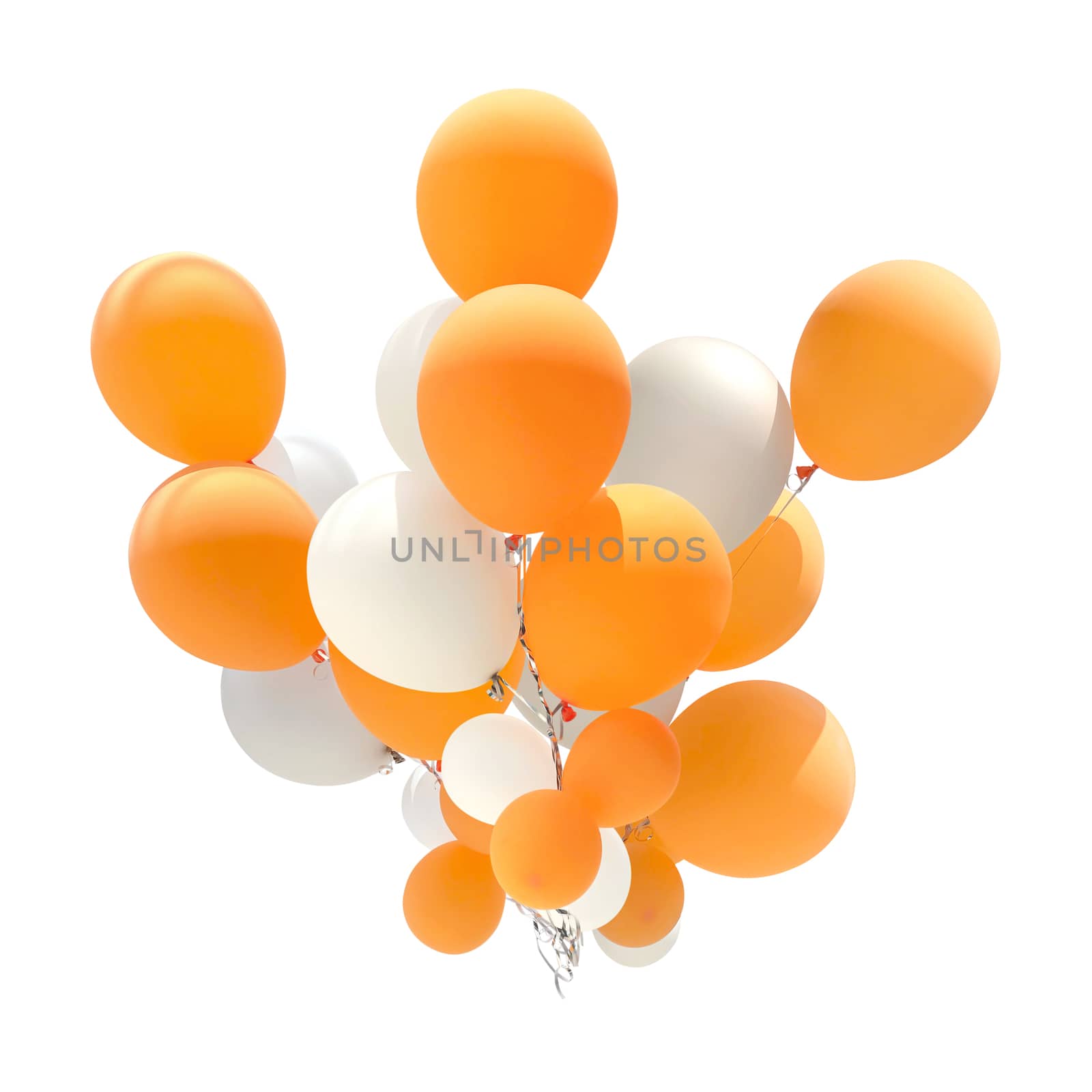 Group of orange and white color balloons by wattanaphob