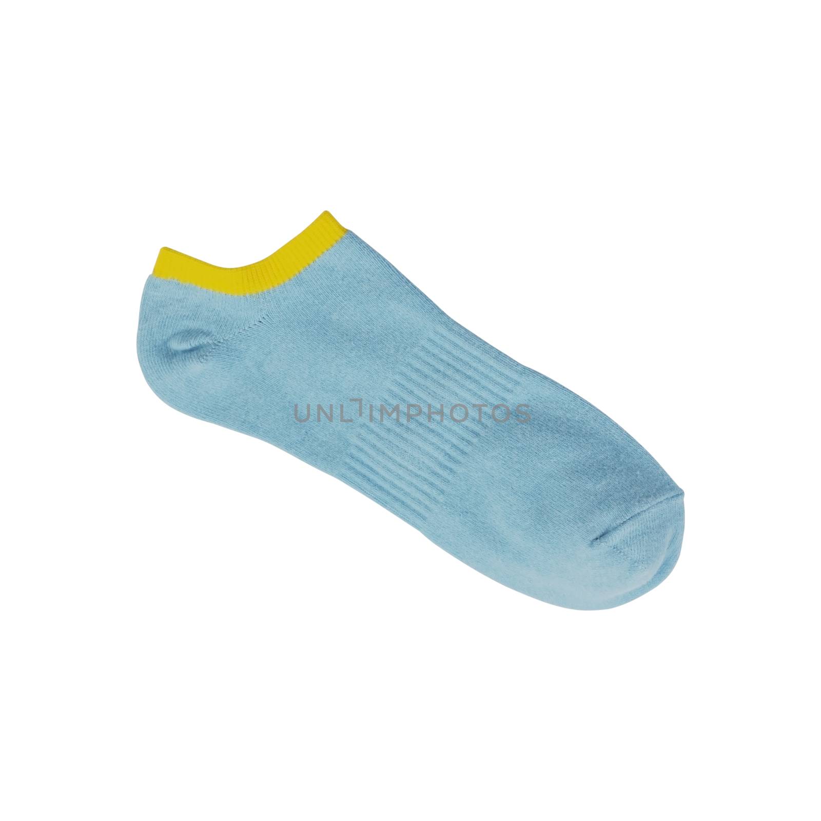 Blue short sport sock isolated on white background.