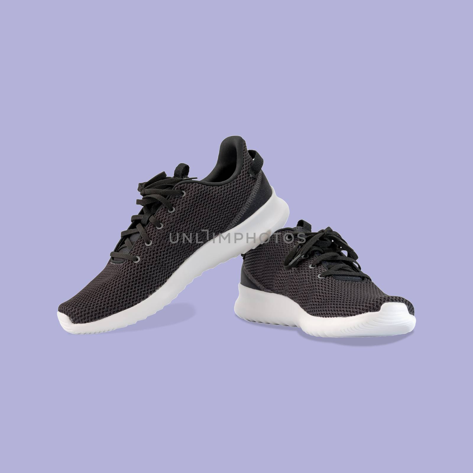 Fashion running sneaker shoes isolated on beautiful pastel color background, with clipping path.