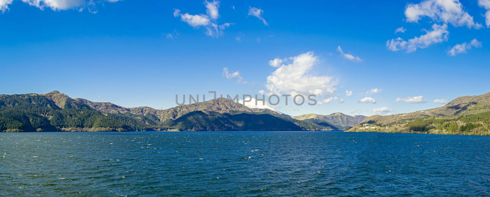 Panorama picture of beautiful lake and mountains  by wattanaphob
