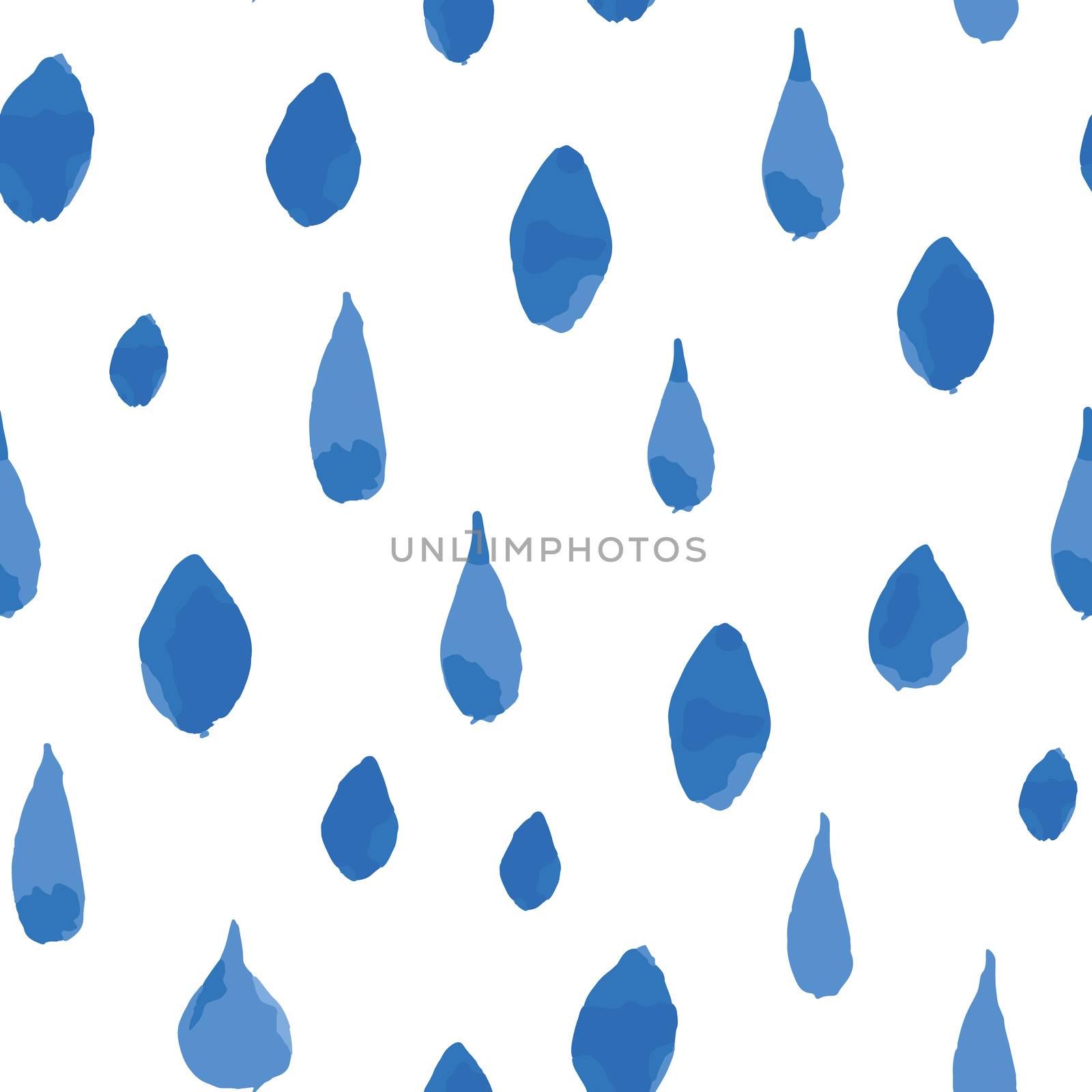 Rain drops seamless pattern. Hand drawn vector illustration