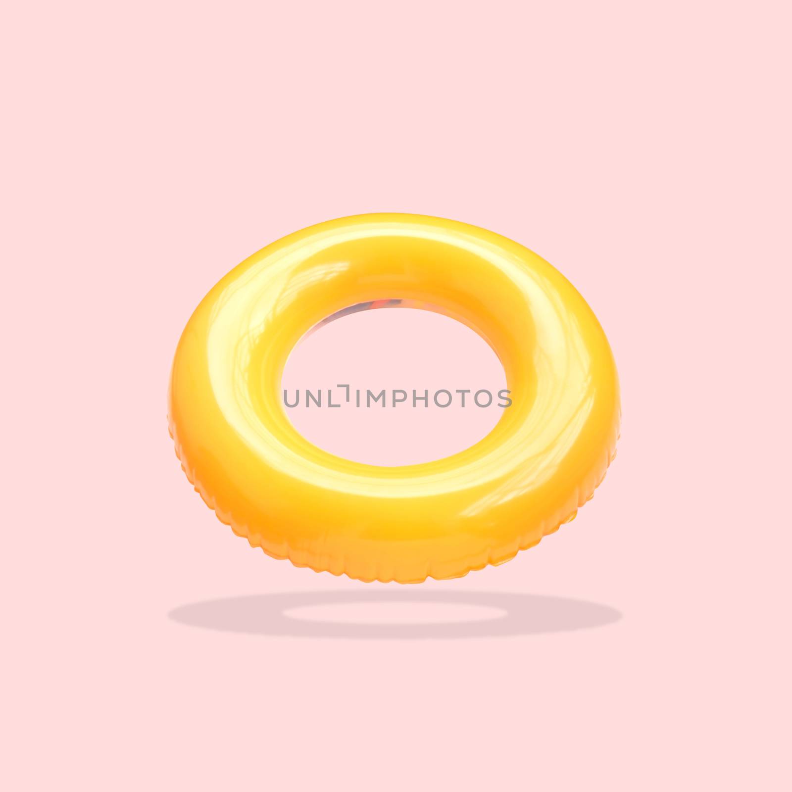 Yellow color swim rings isolated on beautiful pastel color background, with clipping path.