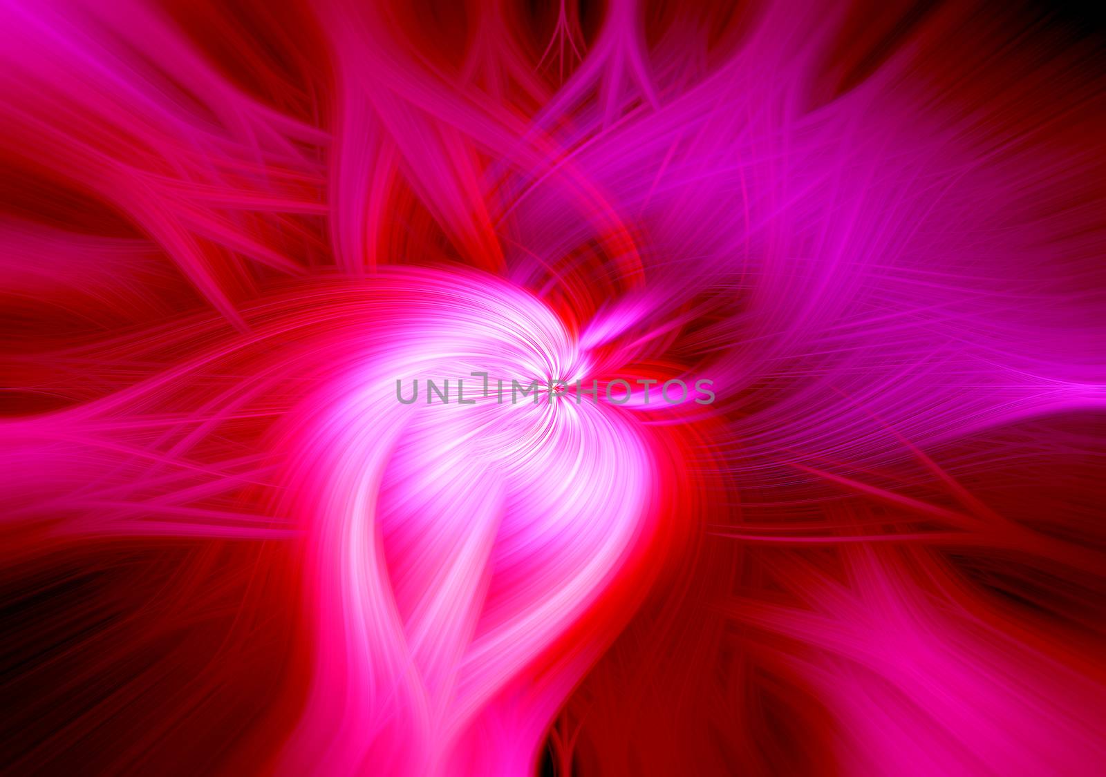Beautiful abstract intertwined 3d fibers forming a shape of sparkle, flame, flower, interlinked hearts. Pink, purple, maroon and red colors. Illustration. by DamantisZ
