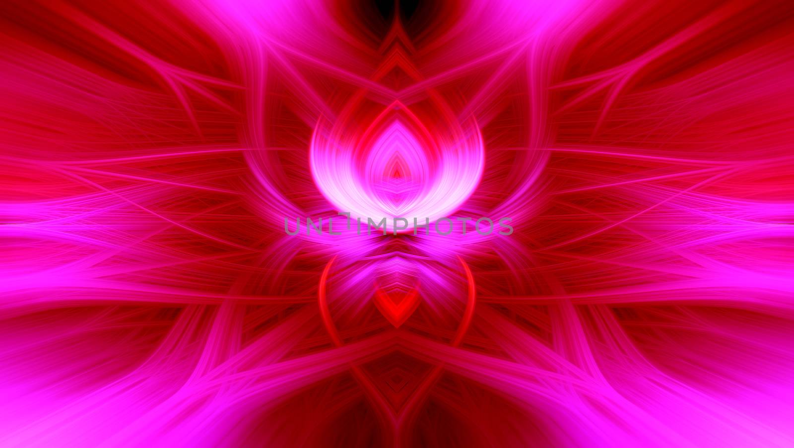 Beautiful abstract intertwined 3d fibers forming a shape of sparkle, flame, flower, interlinked hearts. Pink, purple, maroon and red colors. Illustration.