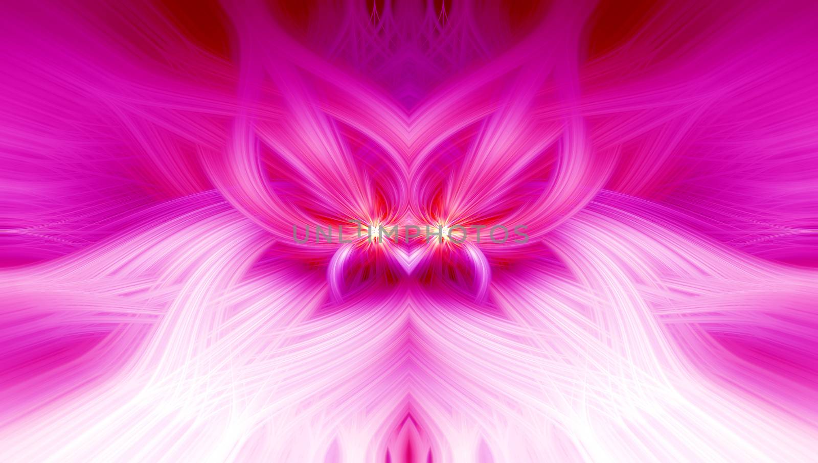 Beautiful abstract intertwined 3d fibers forming a shape of sparkle, flame, flower, interlinked hearts. Pink, purple, maroon and red colors. Illustration. by DamantisZ