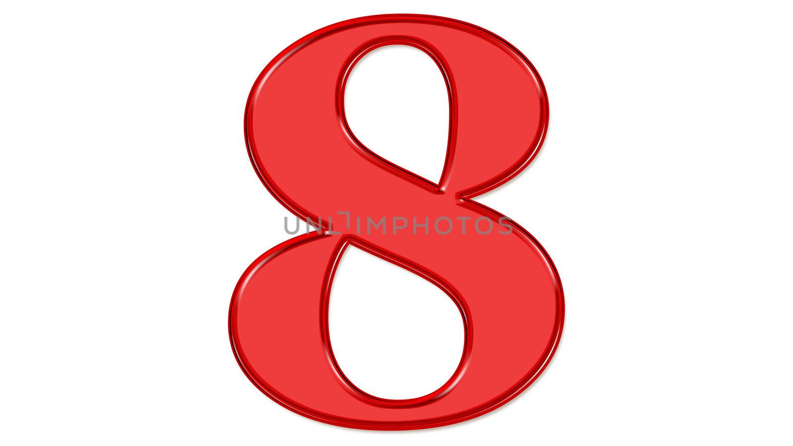 Glossy number on a white background with attractive typographic fonts. Number background for post card.
