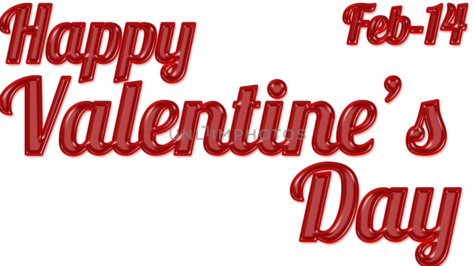Happy Valentines Day typography poster with lovely calligraphy text, isolated on white background.