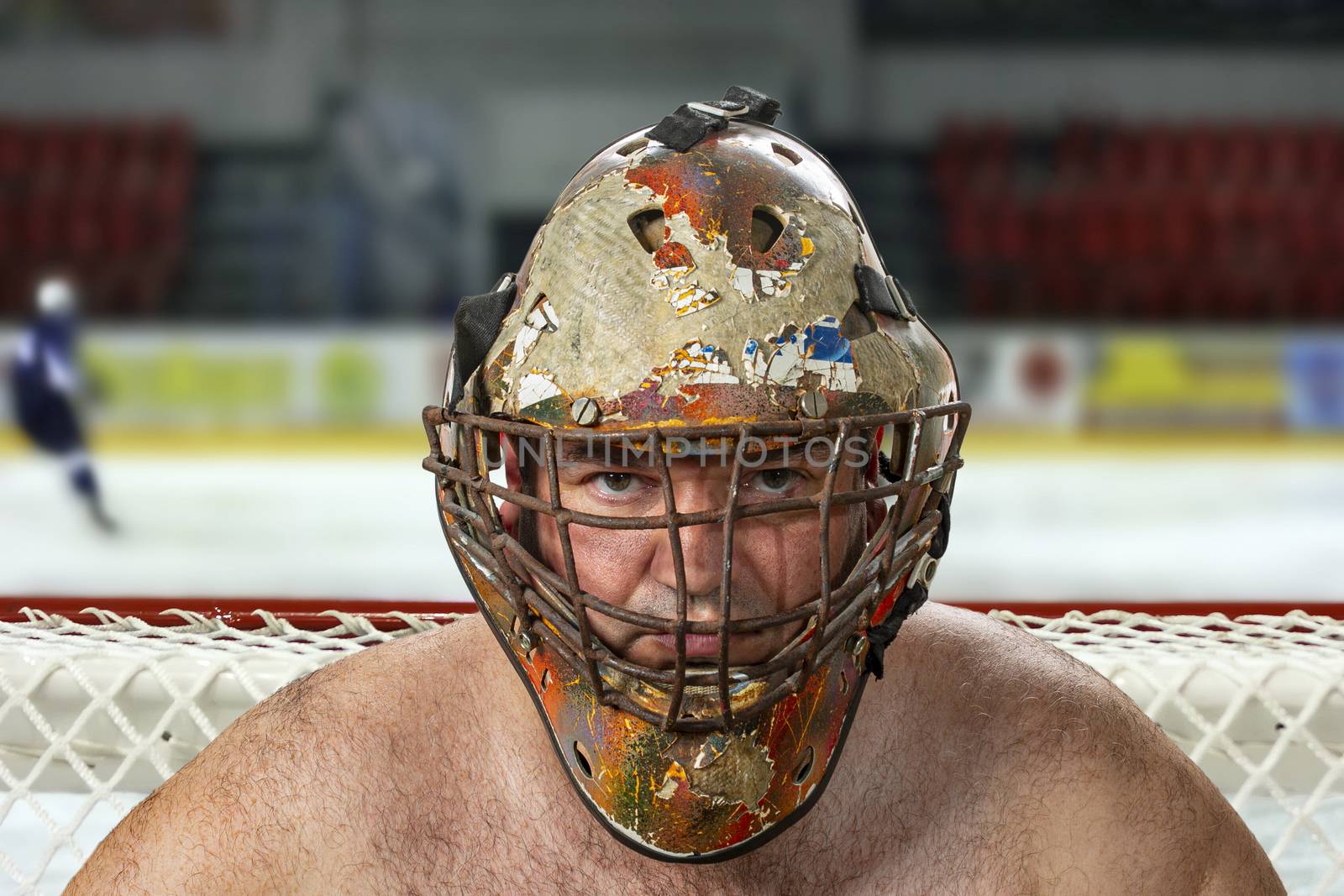 Hockey goalie in the mask. Goalkeeper in an old hockey mask by 977_ReX_977