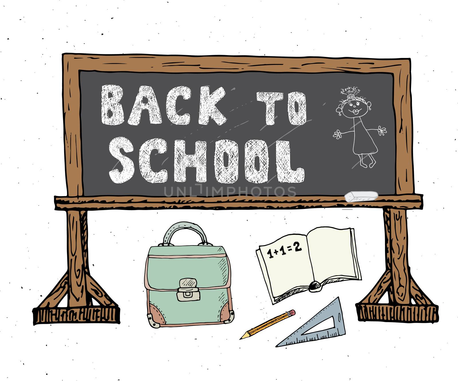 Back to School hand drawn sketch doodles set, vector illustration