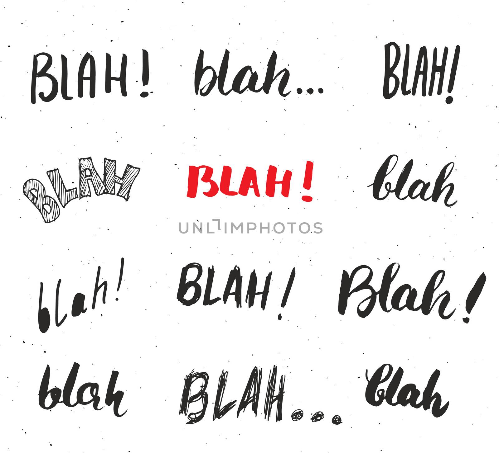 Blah, blah words hand written set vector illustration isolated on white background