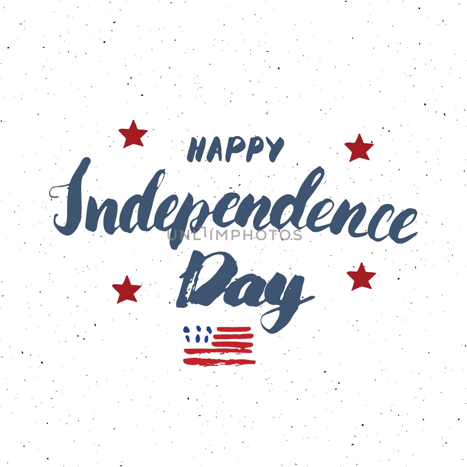 Happy Independence Day Vintage USA greeting card, United States of America celebration. Hand lettering, american holiday grunge textured retro design vector illustration. by Lemon_workshop