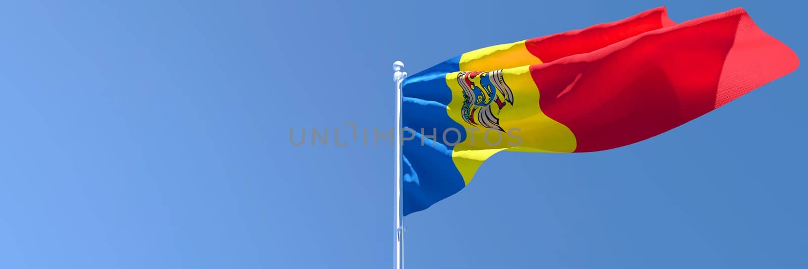 3D rendering of the national flag of Moldavia waving in the wind by butenkow